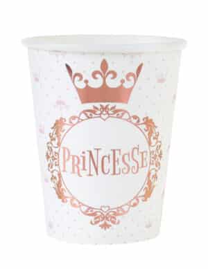 10 Becher Prinzessin Roségold 27 cl - Elegante Pappbecher für Kindergeburtstag