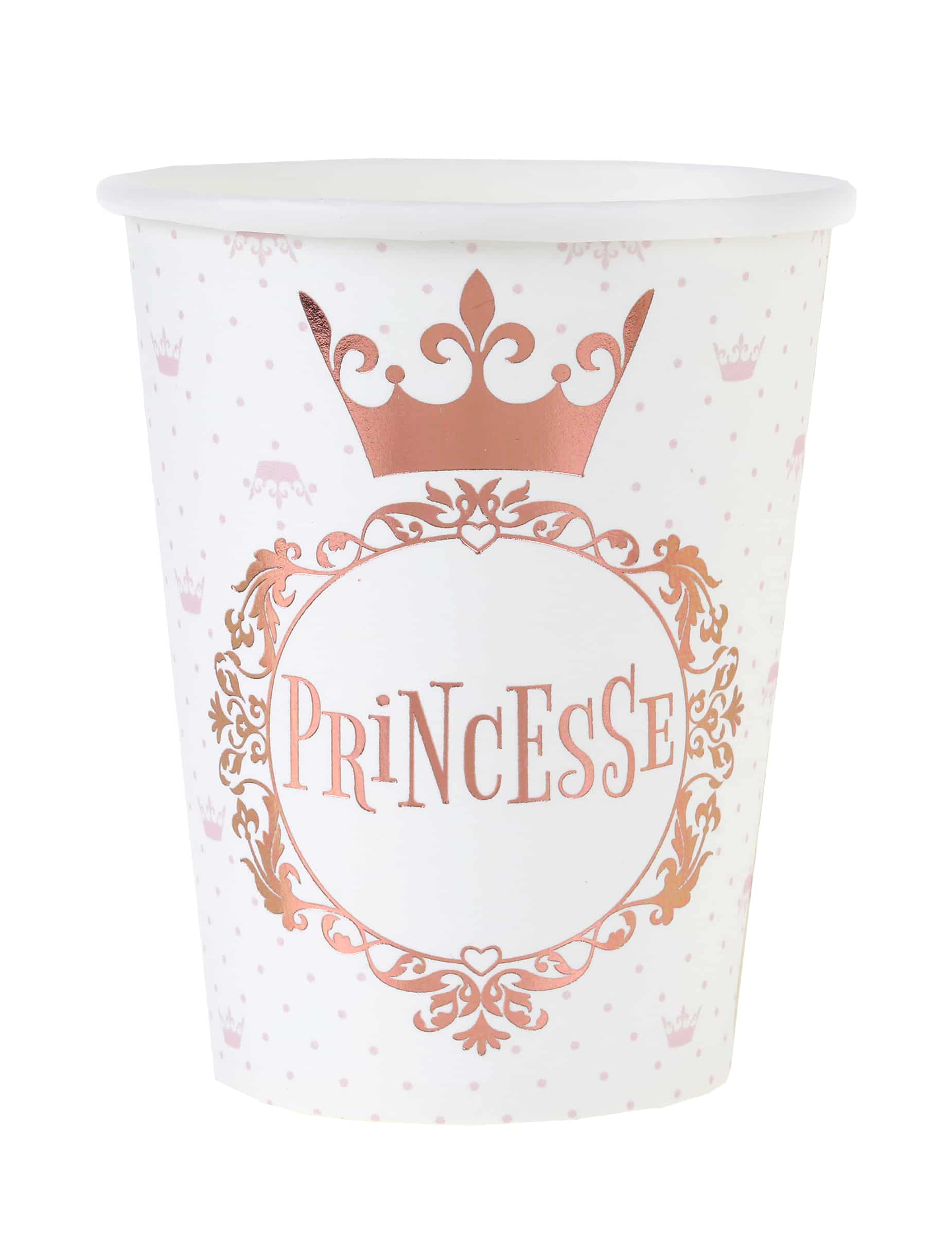 10 Becher Prinzessin Roségold 27 cl - Elegante Pappbecher für Kindergeburtstag