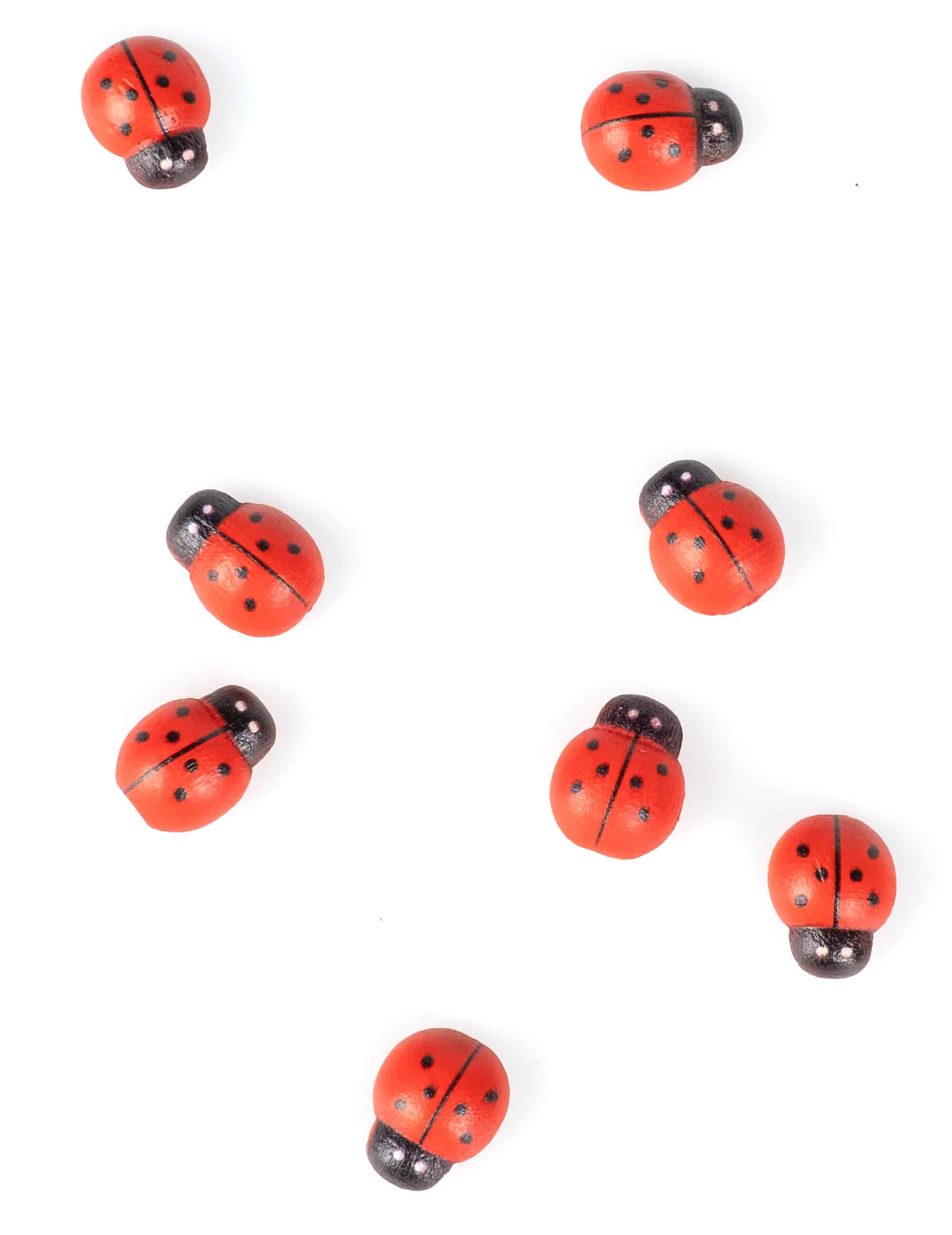 10 Deko-Marienkäfer aus Holz rot/schwarz 1