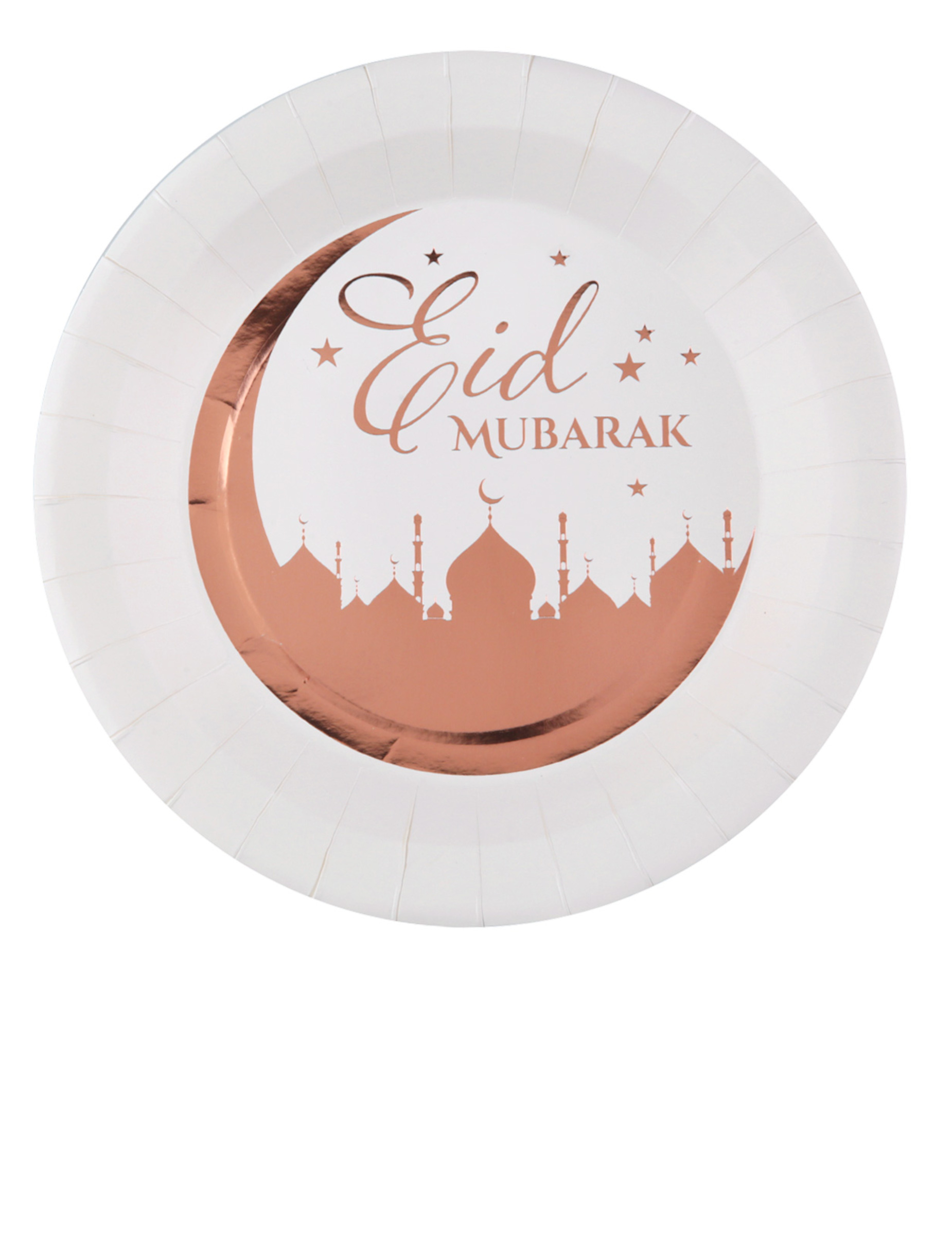 10 Eid Mubarak Pappteller Roségold 23 cm Palast-Motiv