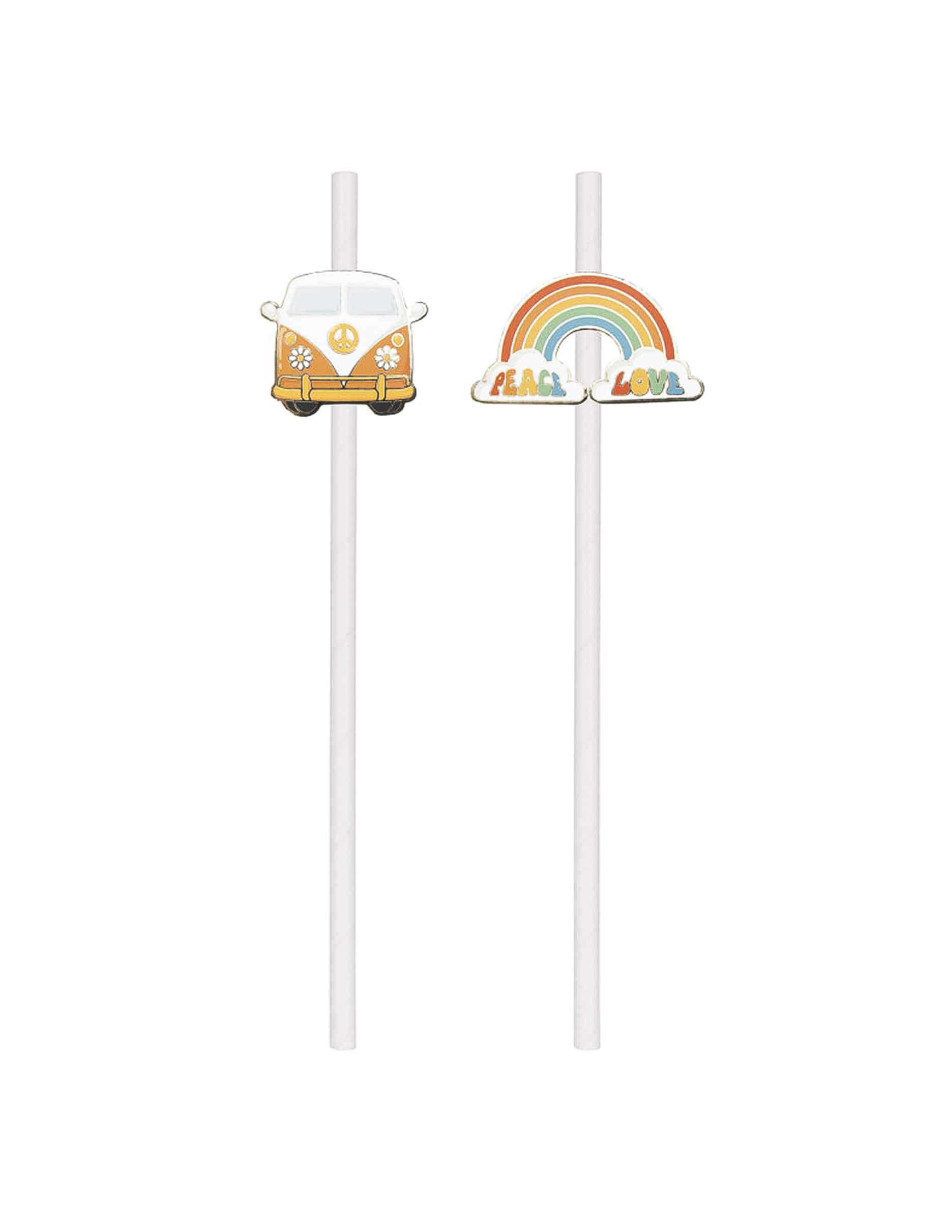 10 Hippie Party Papier-Strohhalme 19