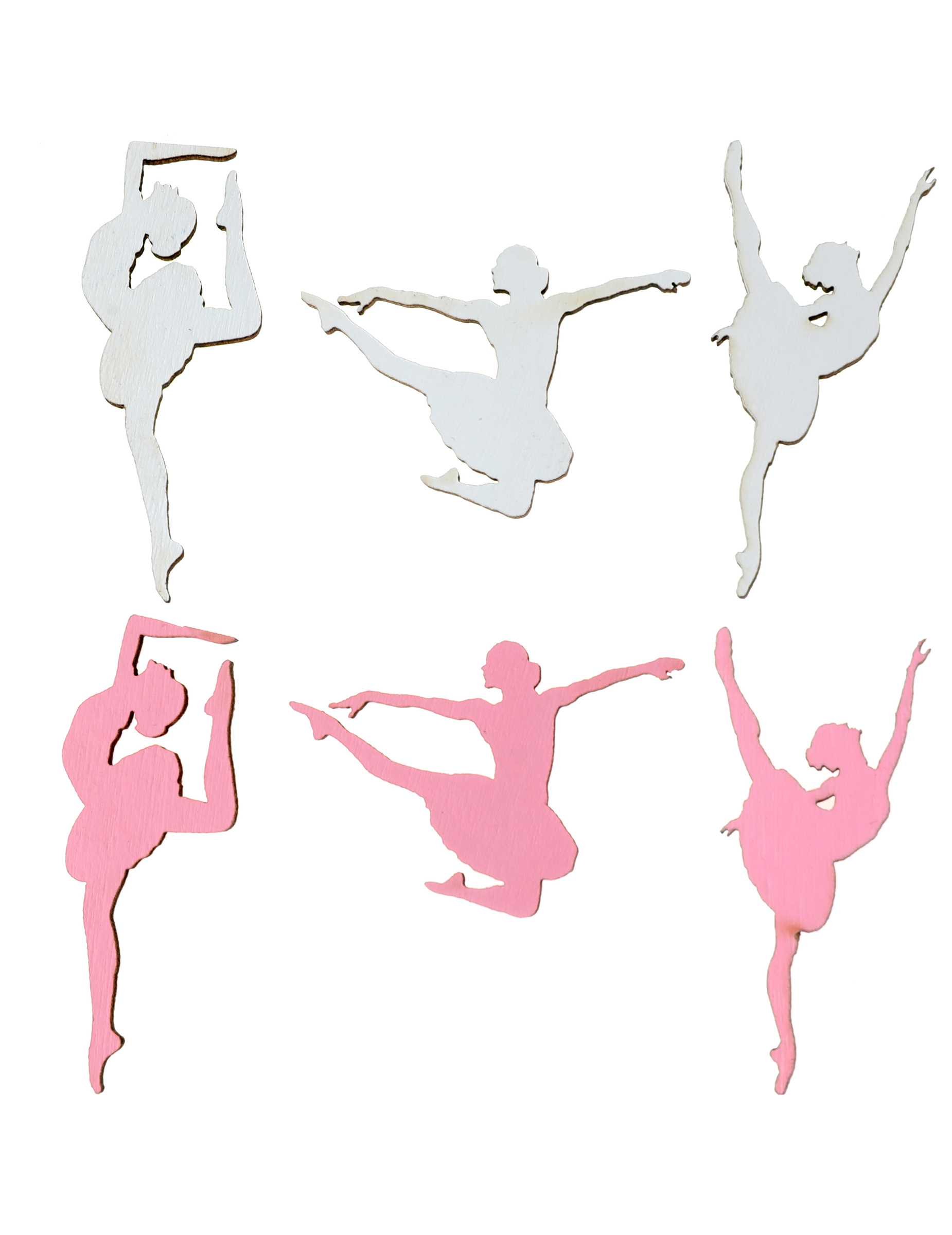 10 Holz-Konfetti Ballerina Tischdeko 1 x 2 cm rosa-weiß