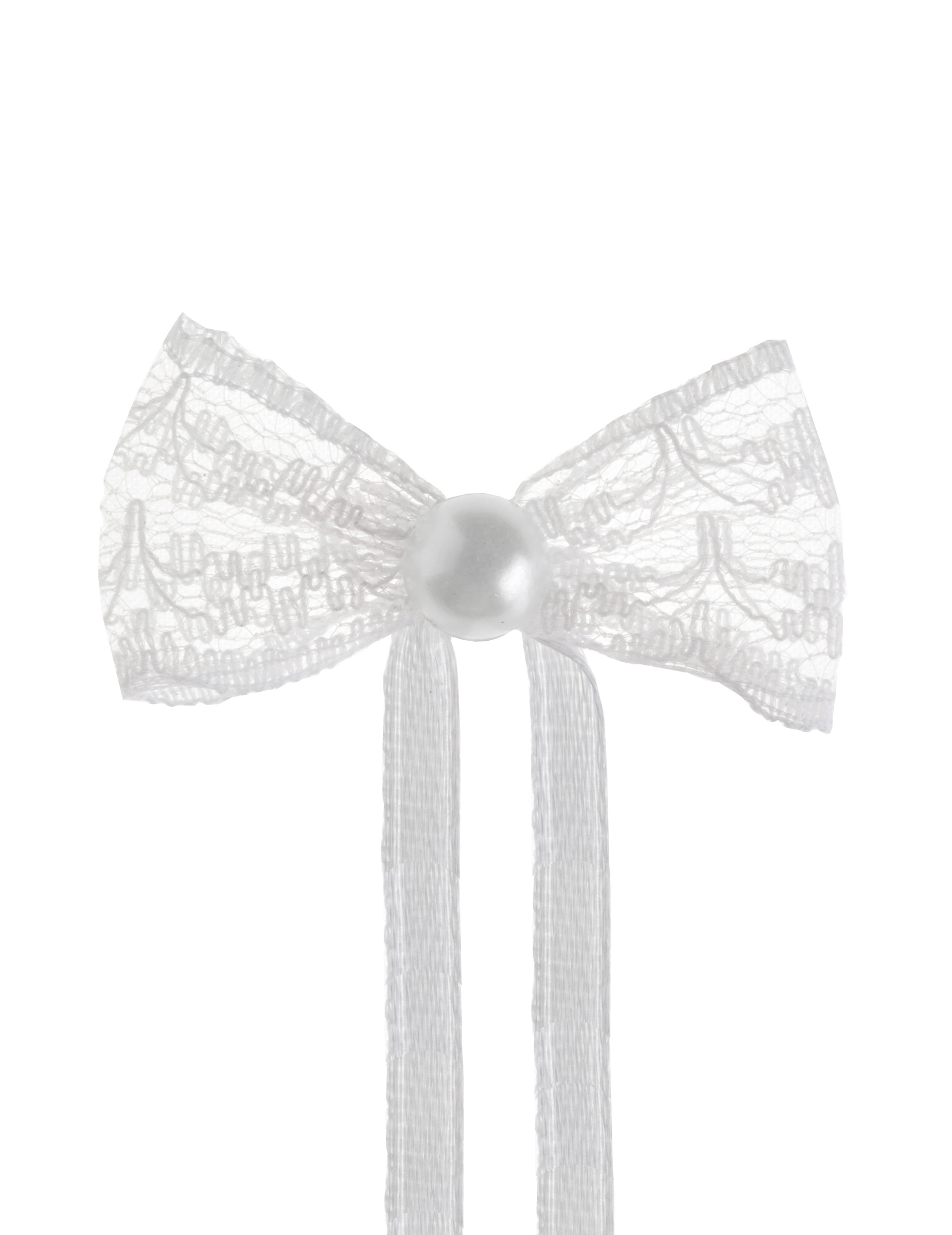 10 Mini-Spitzenschleifen weiß mit Perle 4cm