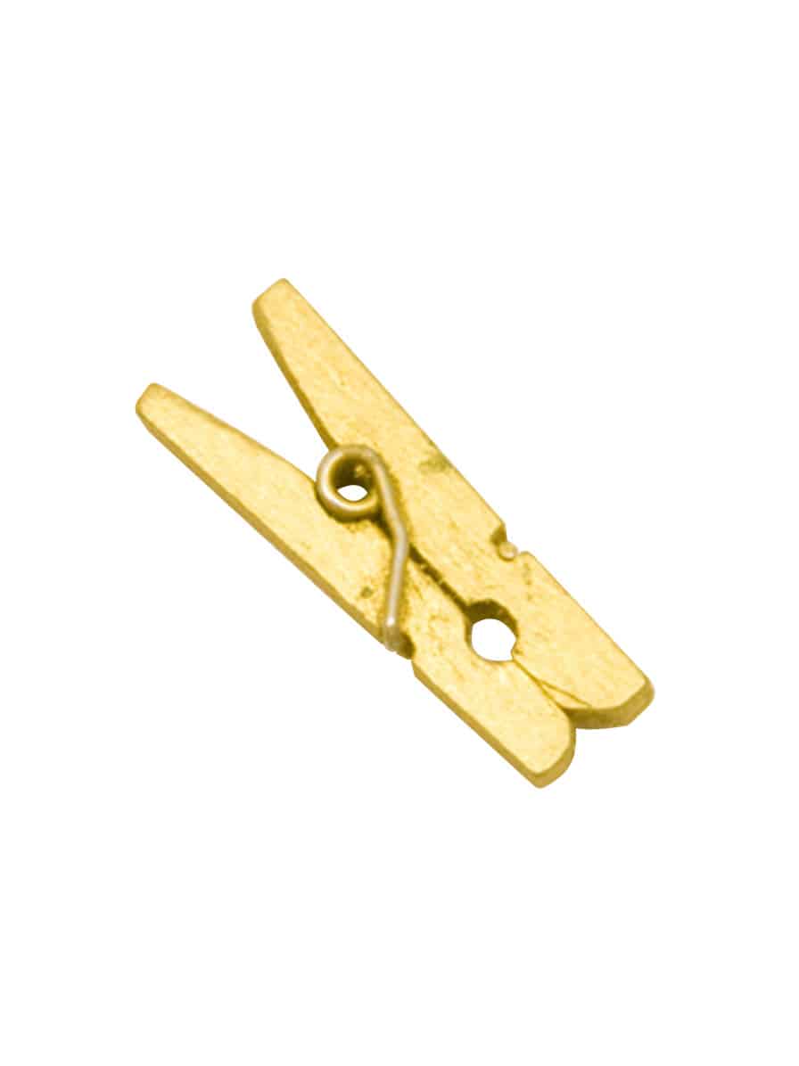 10 Mini Wäscheklammern Holz Gold