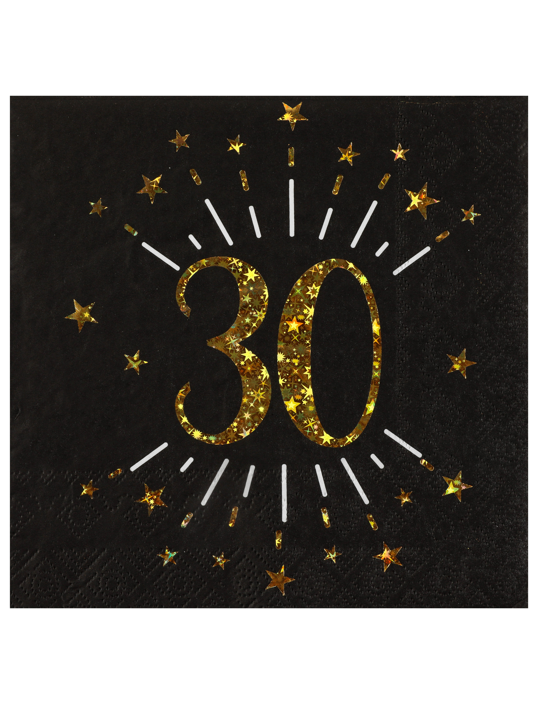 10 Papierservietten Alles Gute zum 30. Geburtstag Schwarz + Gold mit Sternen