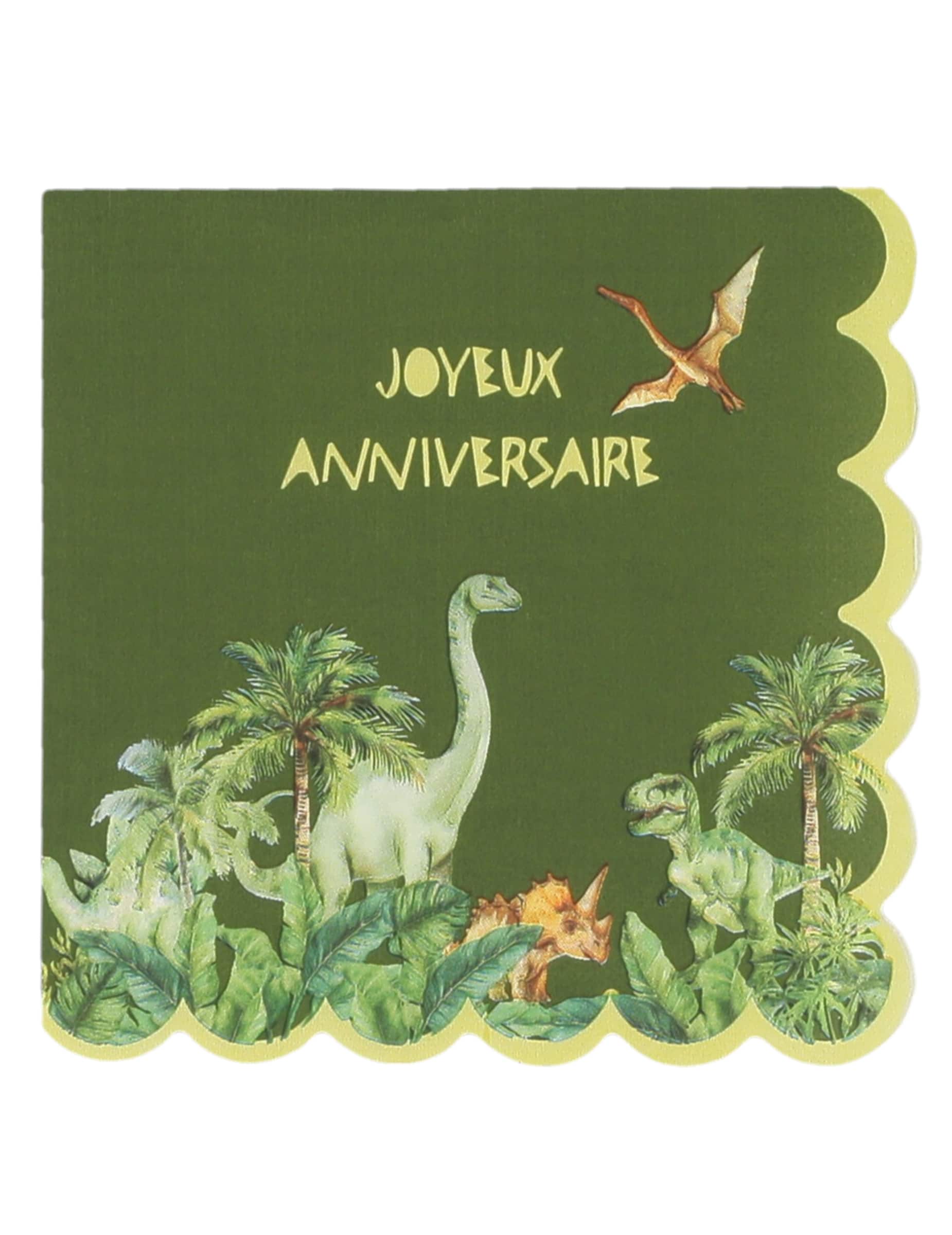 10 Papierservietten gewellt Alles Gute zum Geburtstag Dinosaurier 33x33 cm