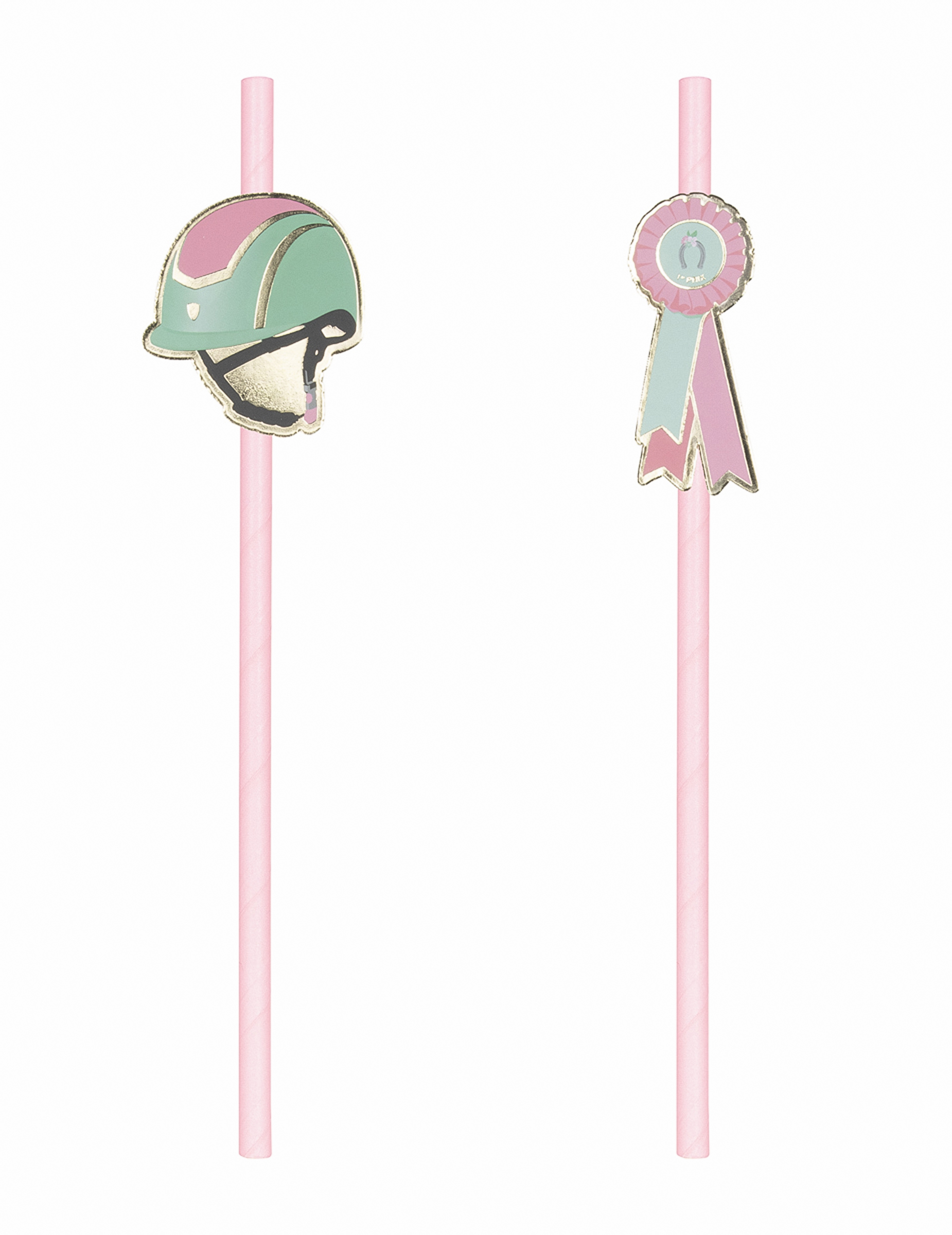 10 Papierstrohhalme Pferd Rosa Karton 20 cm