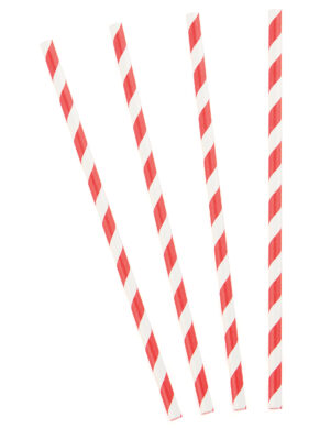 10 Papierstrohhalme Rot Gestreift 19