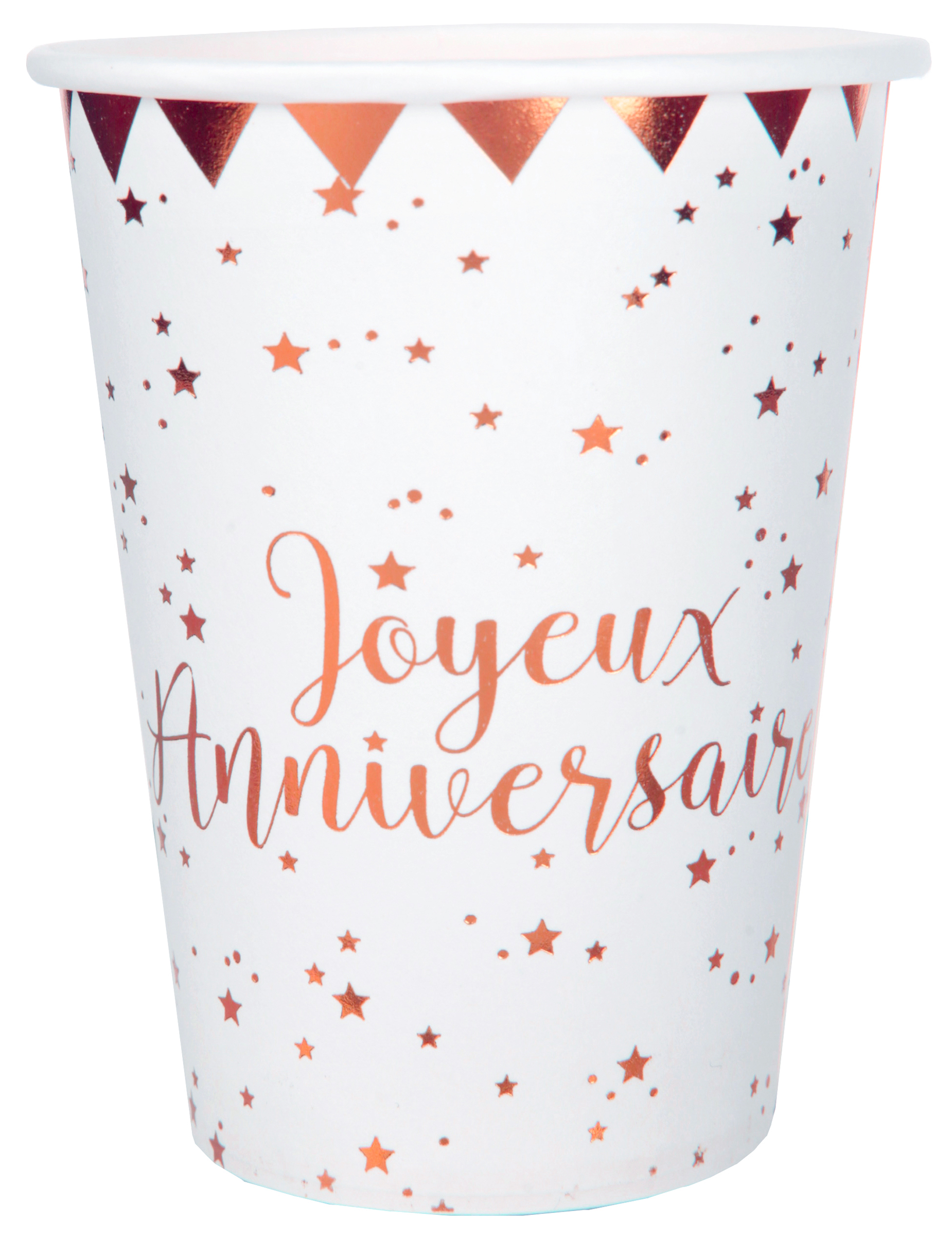 10 Pappbecher Alles Gute zum Geburtstag Roségold mit Sternen