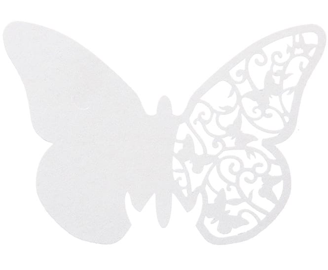 10 Platzkarten Schmetterling Spitze Weiß 10 x 6