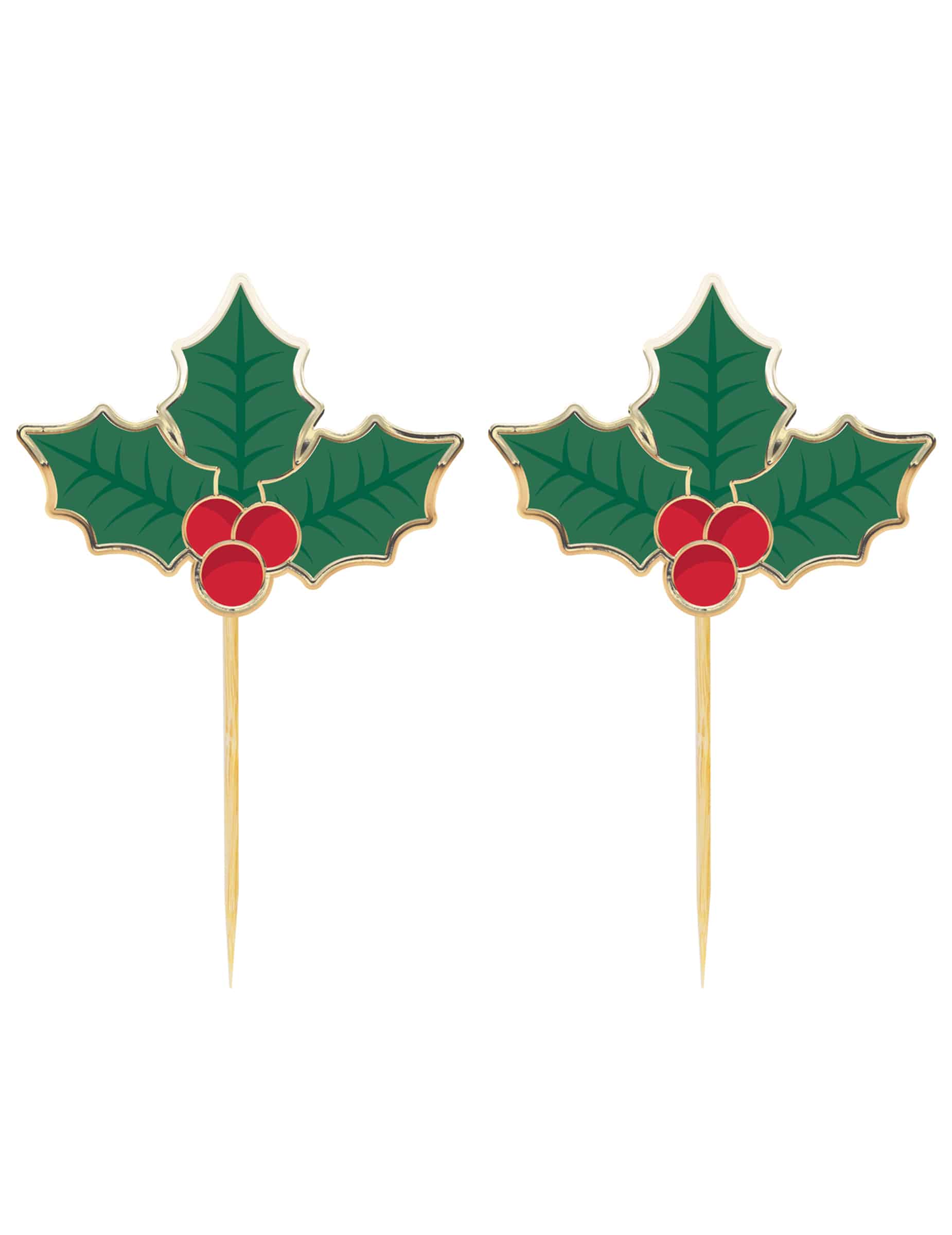 10 hölzerne Stecker für Weihnachts-Cocktails Stechpalme 10 cm