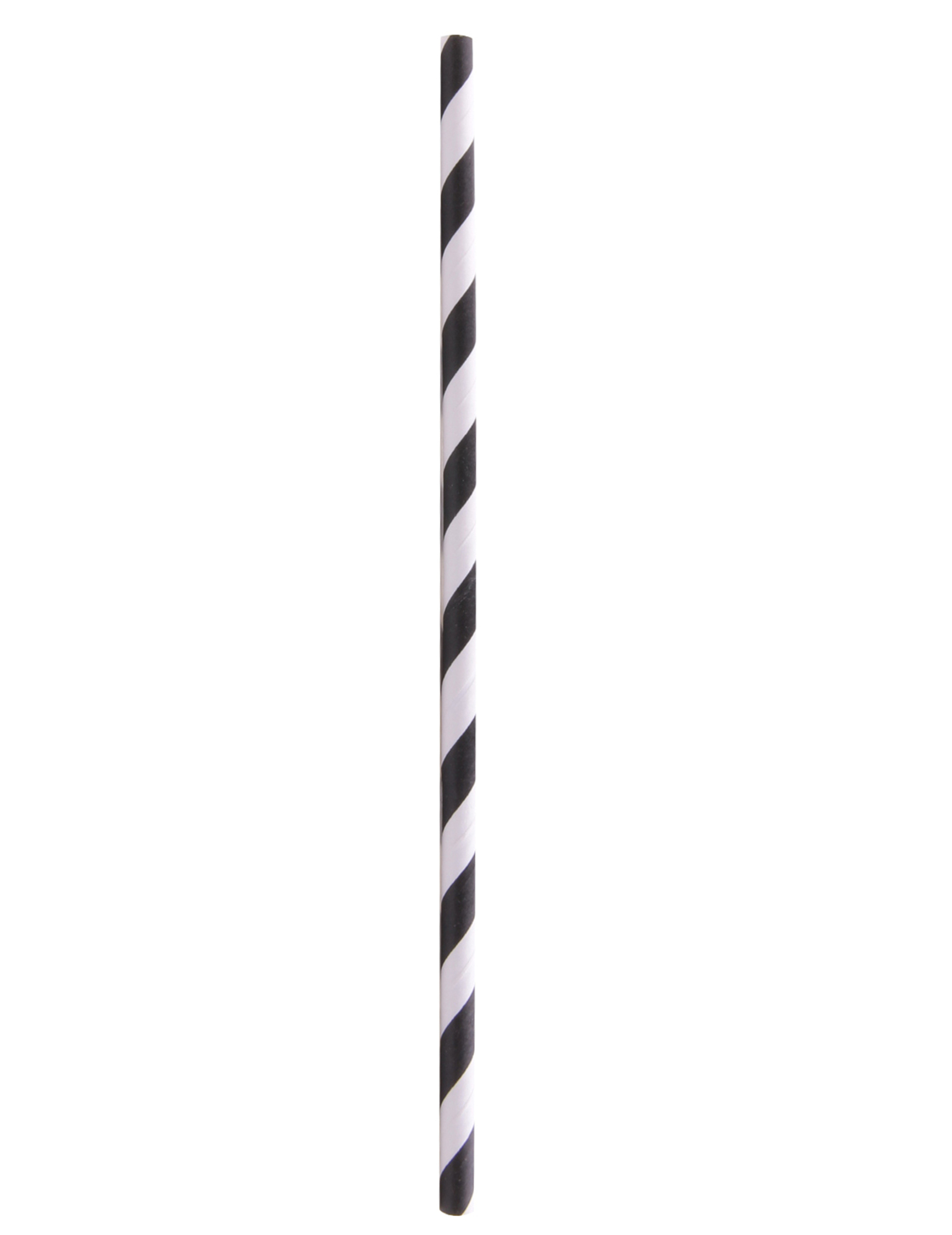 100 Trinkhalme aus Papier Schwarz-Wei+ gestreift 20 cm