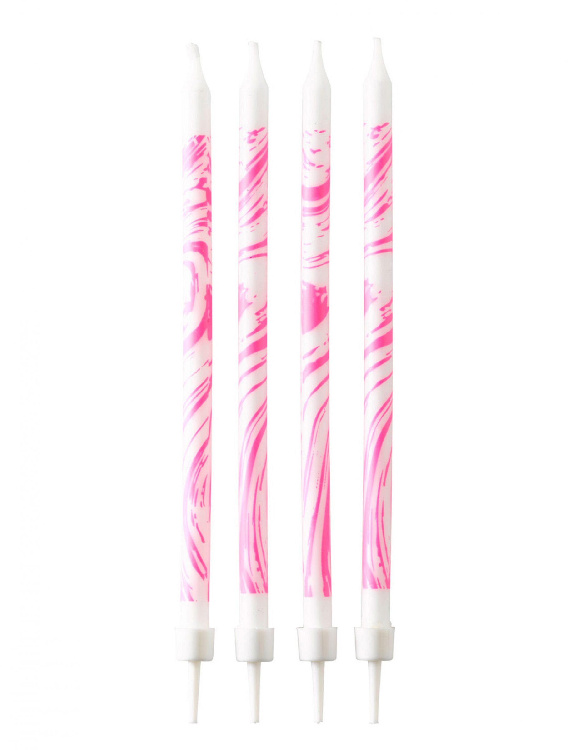 12 Geburtstagskerzen Marmor-Optik Rosa + Weiß 12 cm