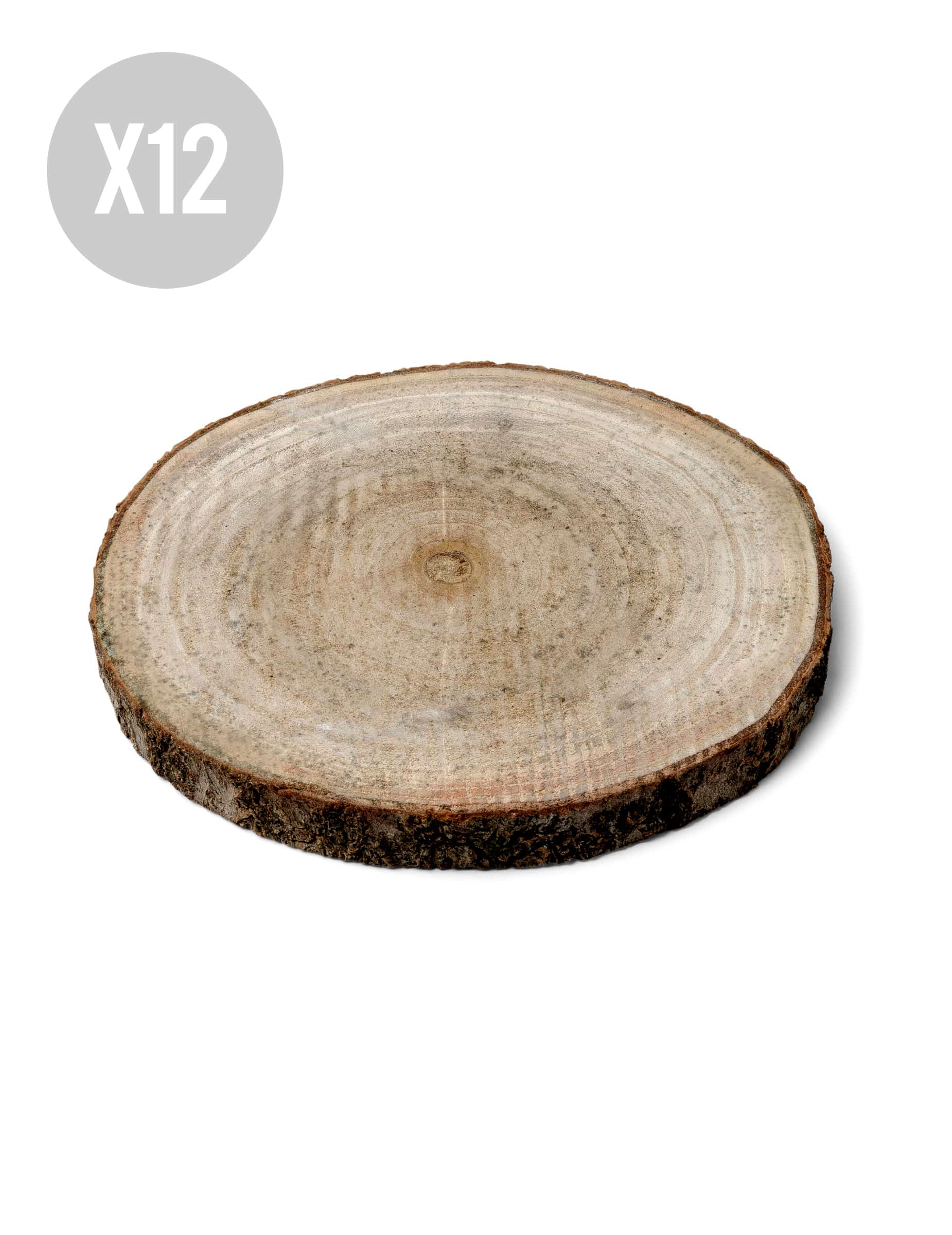 12 Holzscheiben aus Naturholz 13 bis 17 cm - Runde Dekoscheiben aus Paulownia-Holz