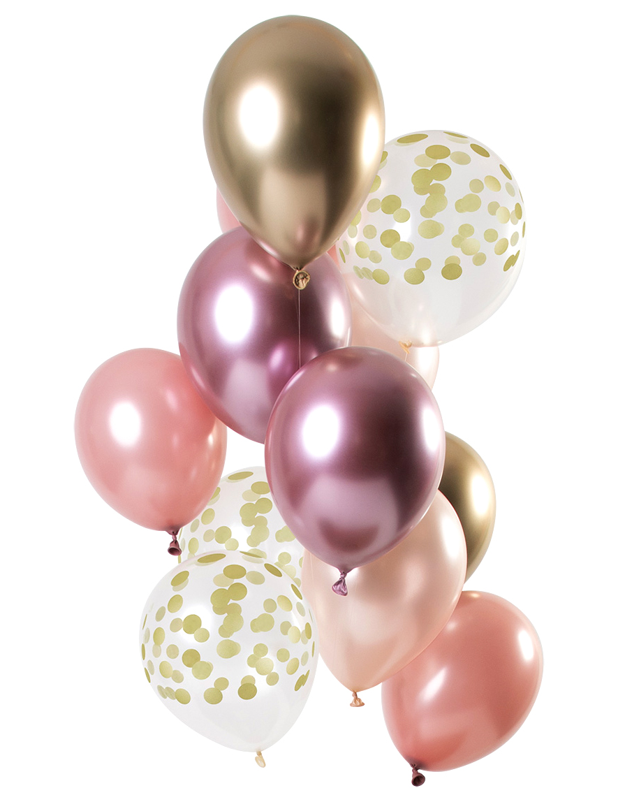 12 Latexballons Roségold und Gold 33 cm