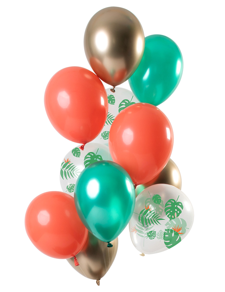 12 Latexballons Tropisch Metallic 33 cm