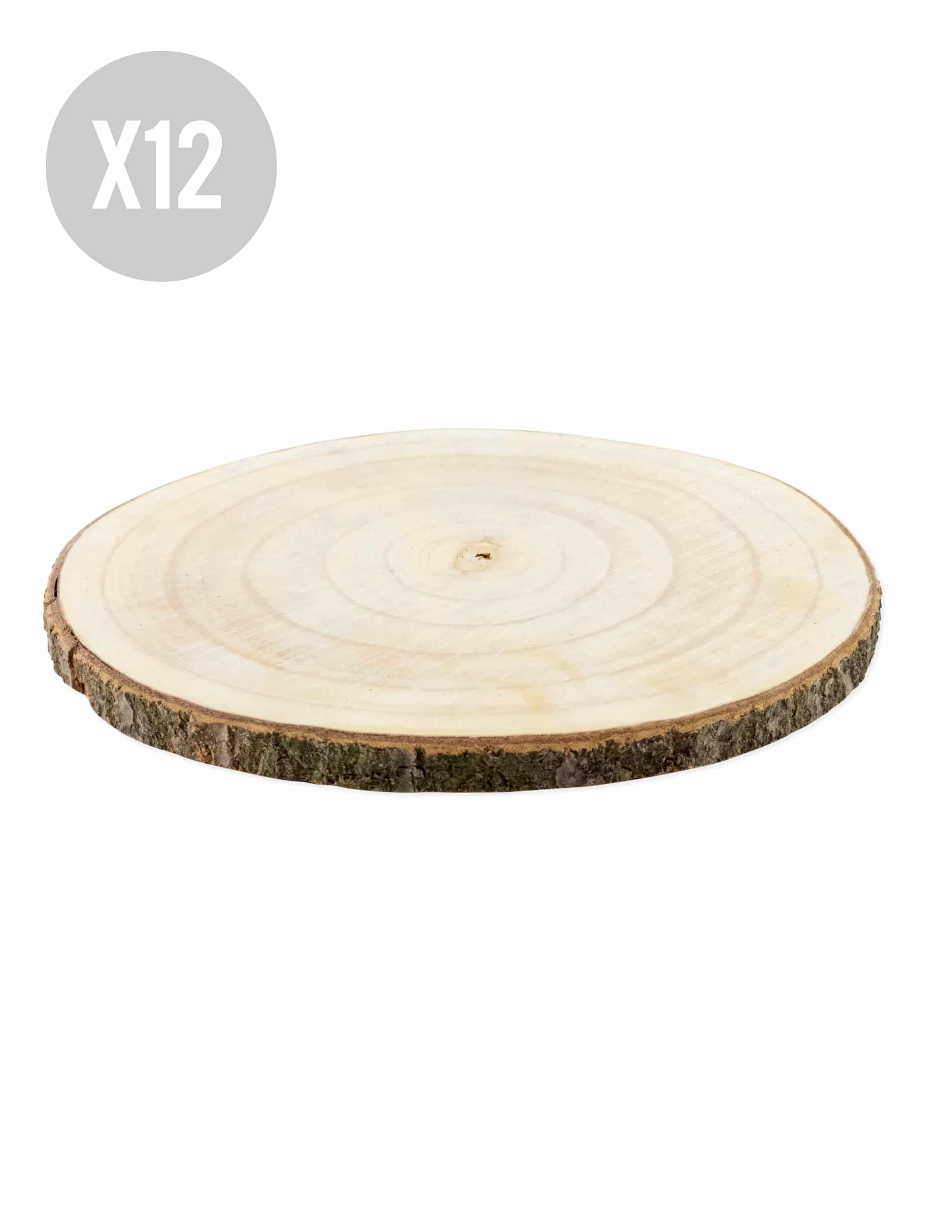 12 Natur-Holzscheiben 28-33 cm