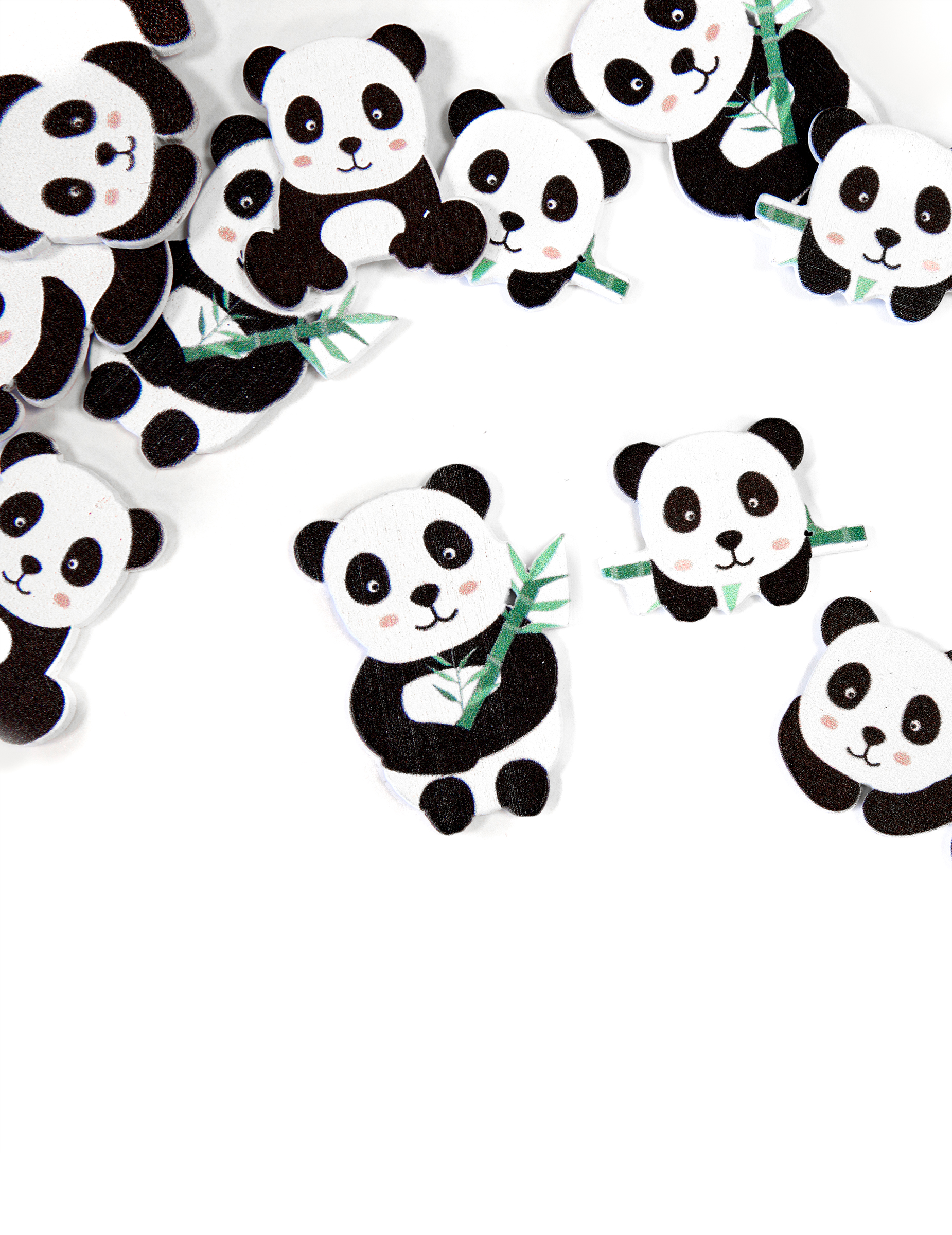 12 Panda-Holzkonfetti Tischdeko ca. 3 cm