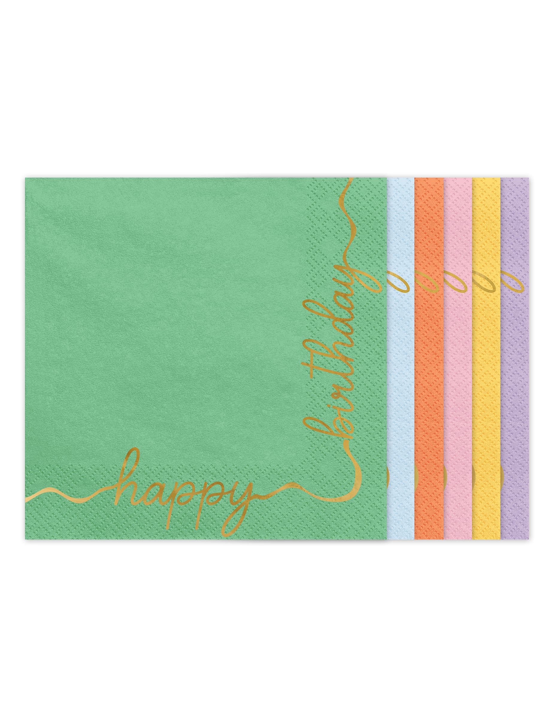 12 Papierservietten Happy Birthday Pastel + Gold 33 x 33 cm