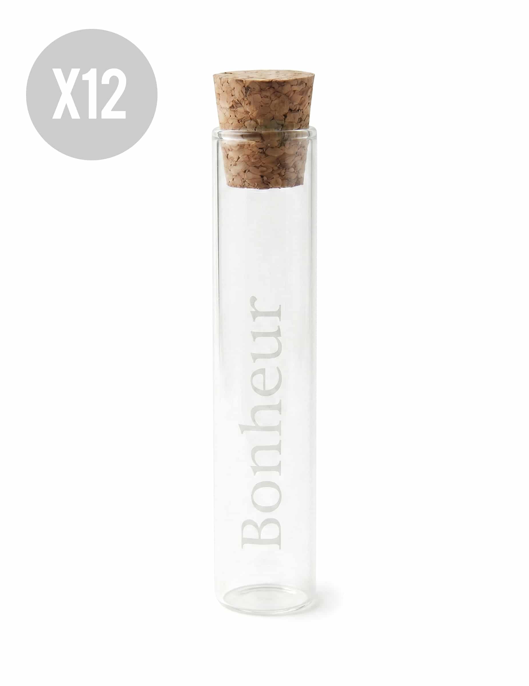 12 Reagenzgläser aus Glas Glück 10 cm