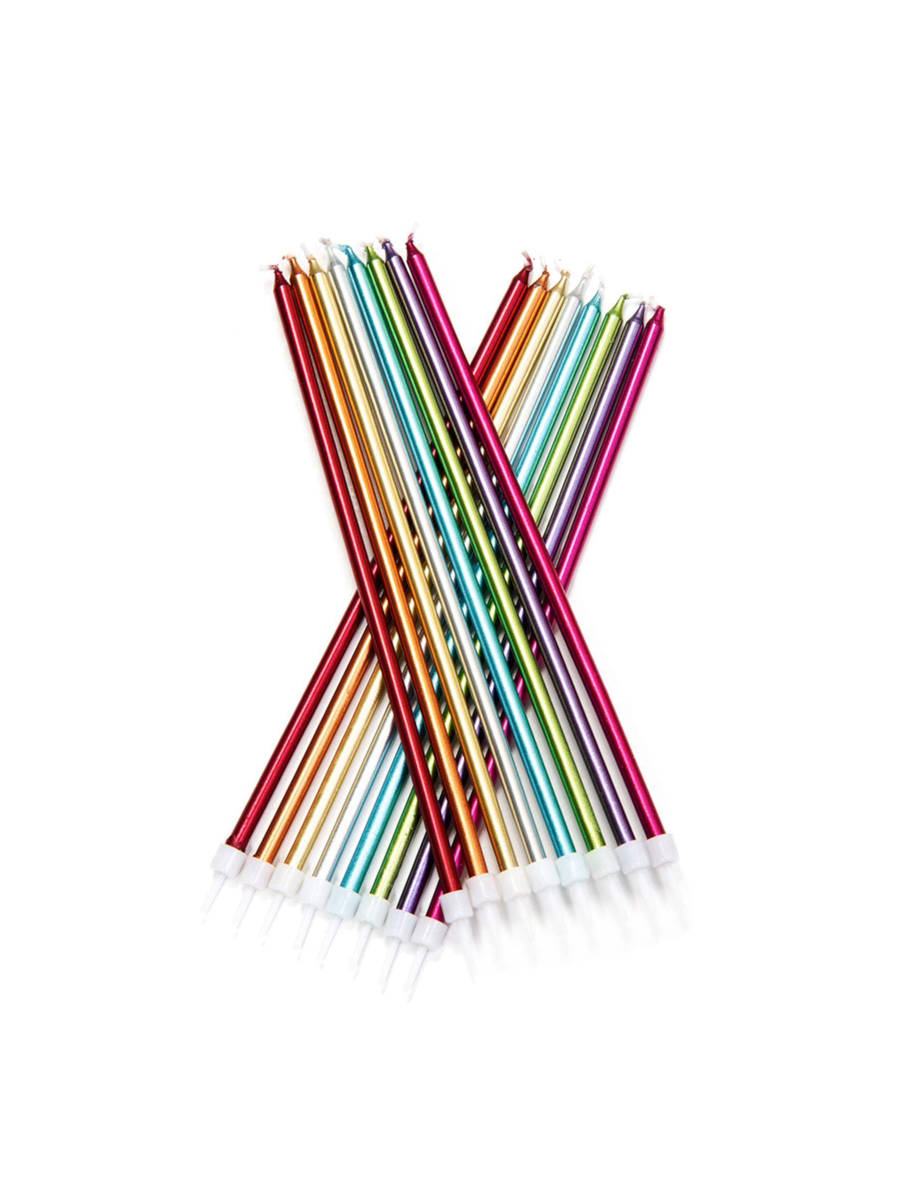 12 Riesen-Kerzen bunt metallic 18 cm für Geburtstagskuchen