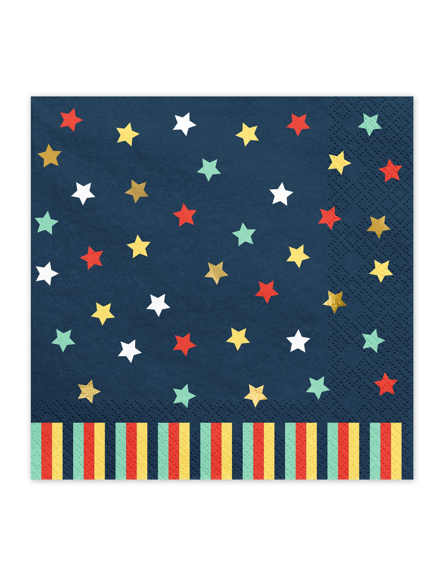 12 Servietten Bunte Sterne 33x33 cm Dunkelblau