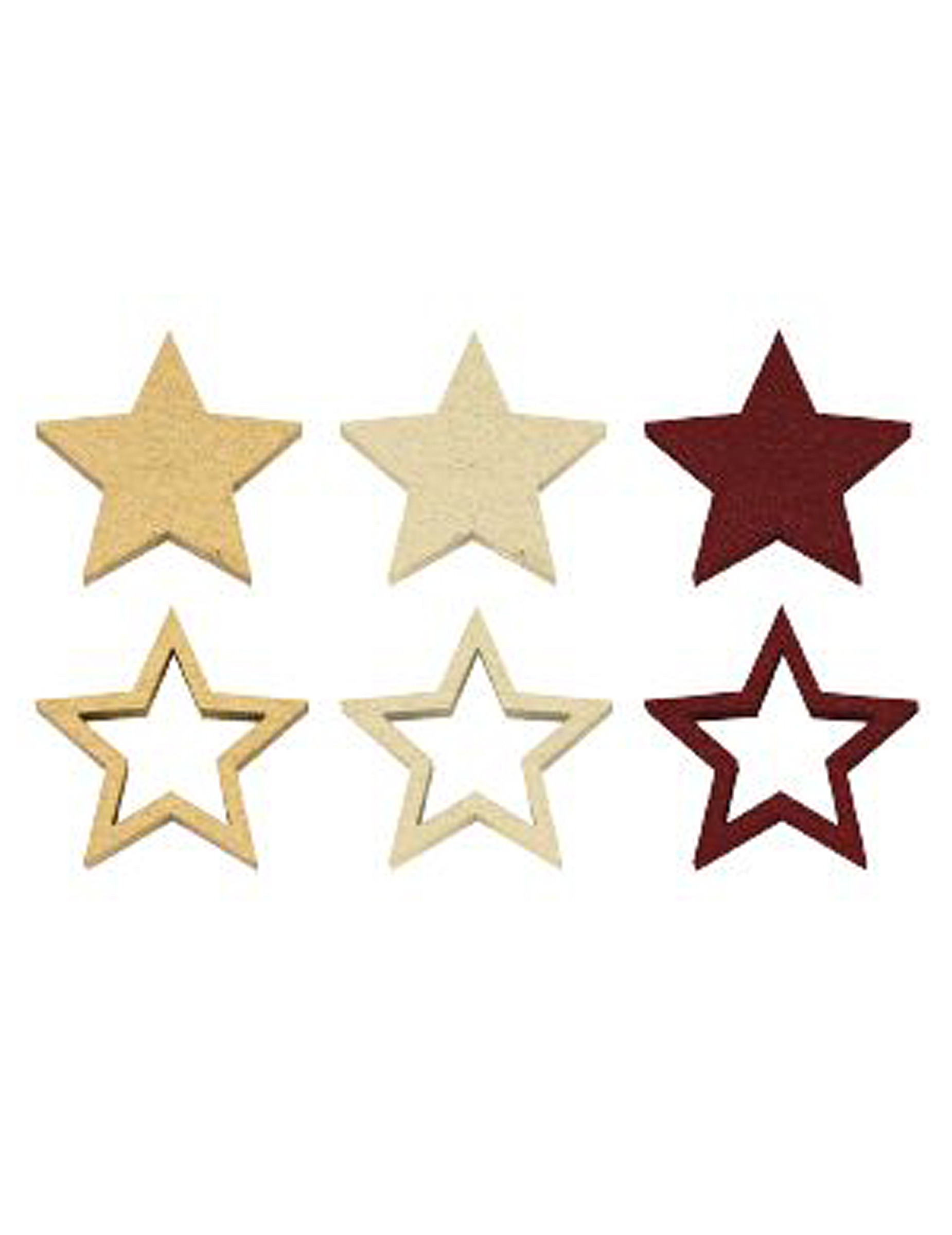 12 Tischkonfetti-Sterne aus Holz Gold + Marsala 2