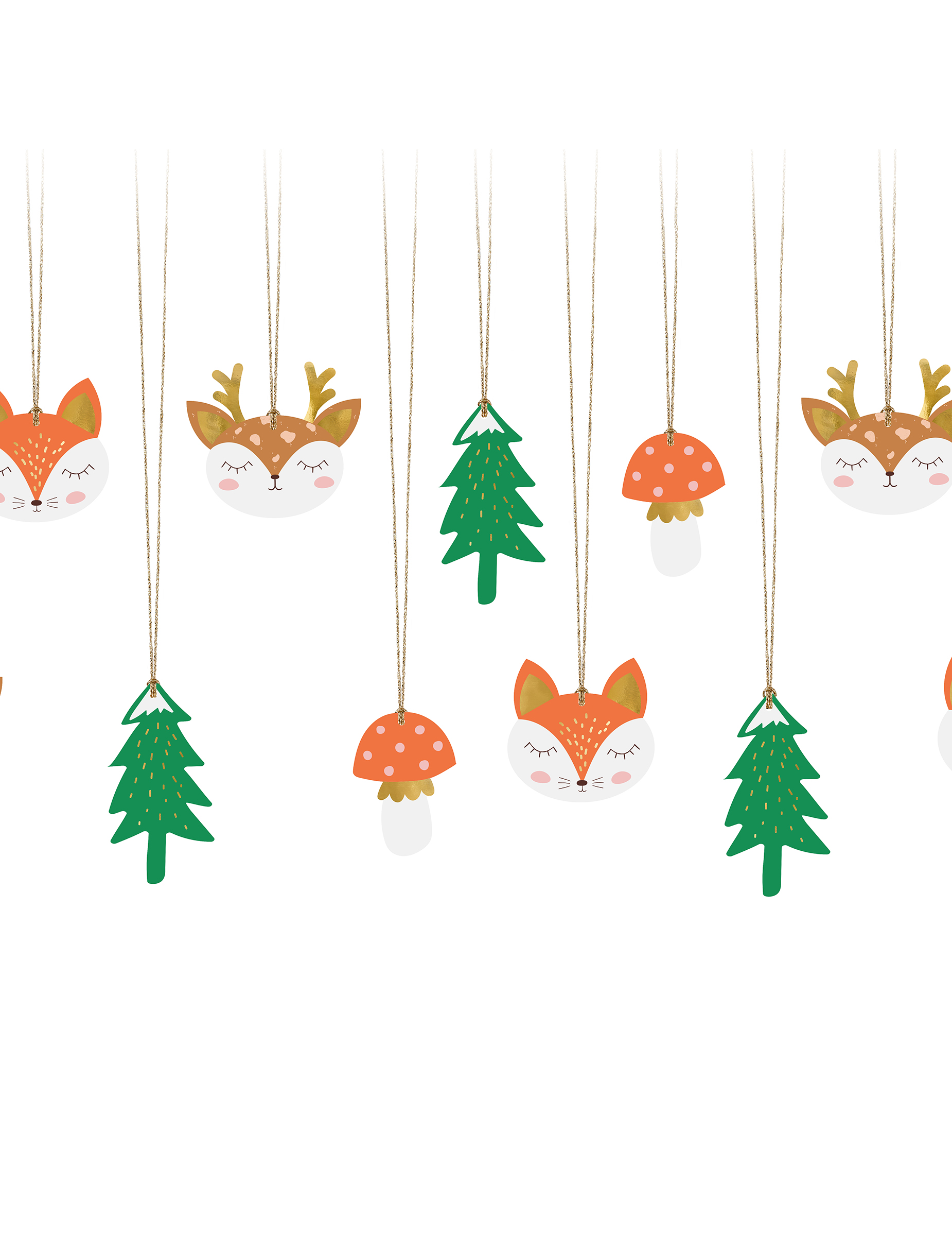 12 Weihnachts-Geschenkanhänger Waldmotive 7