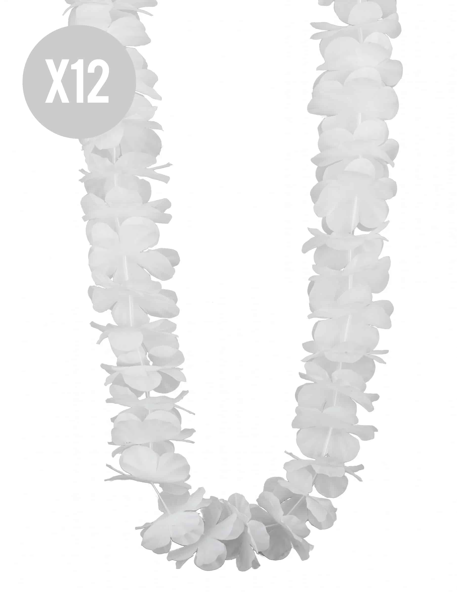 12 Weiße Hawaii-Ketten