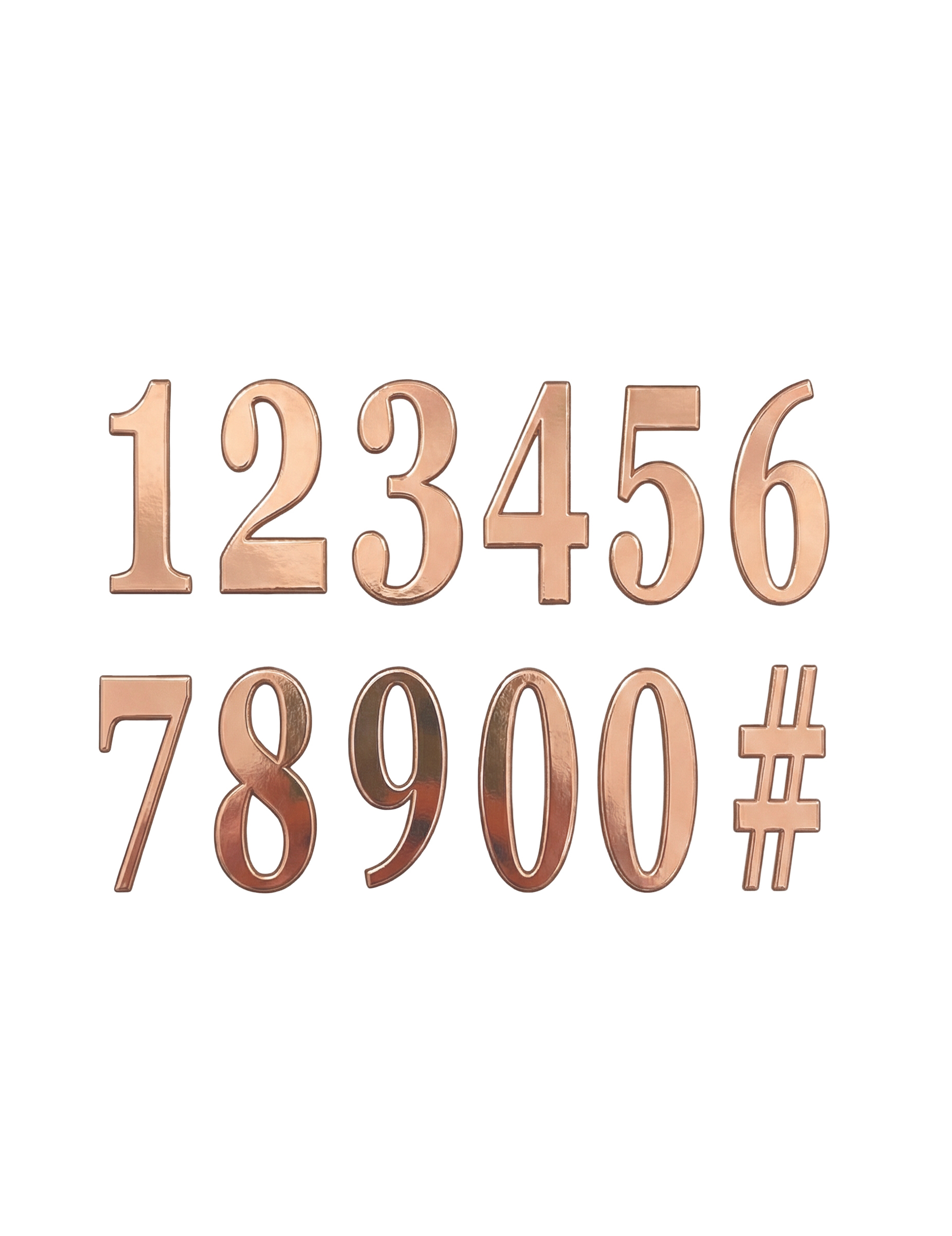 12 Zahlen-Sticker selbstklebend Rosegold 14 cm