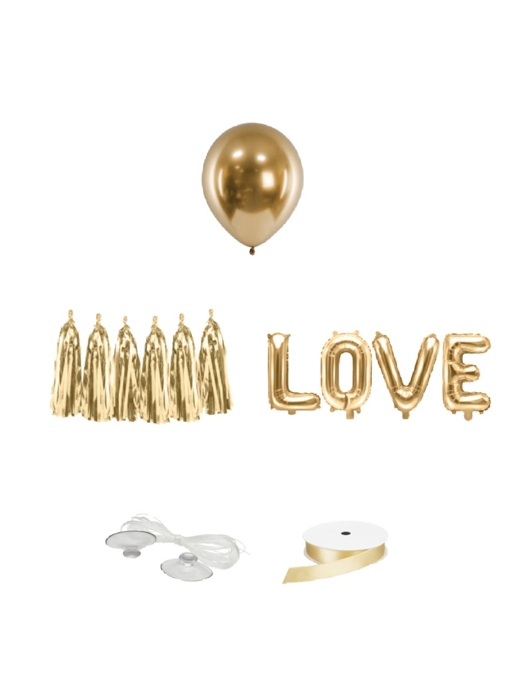 12-teiliges Auto-Deko-Set in Gold für Hochzeiten
