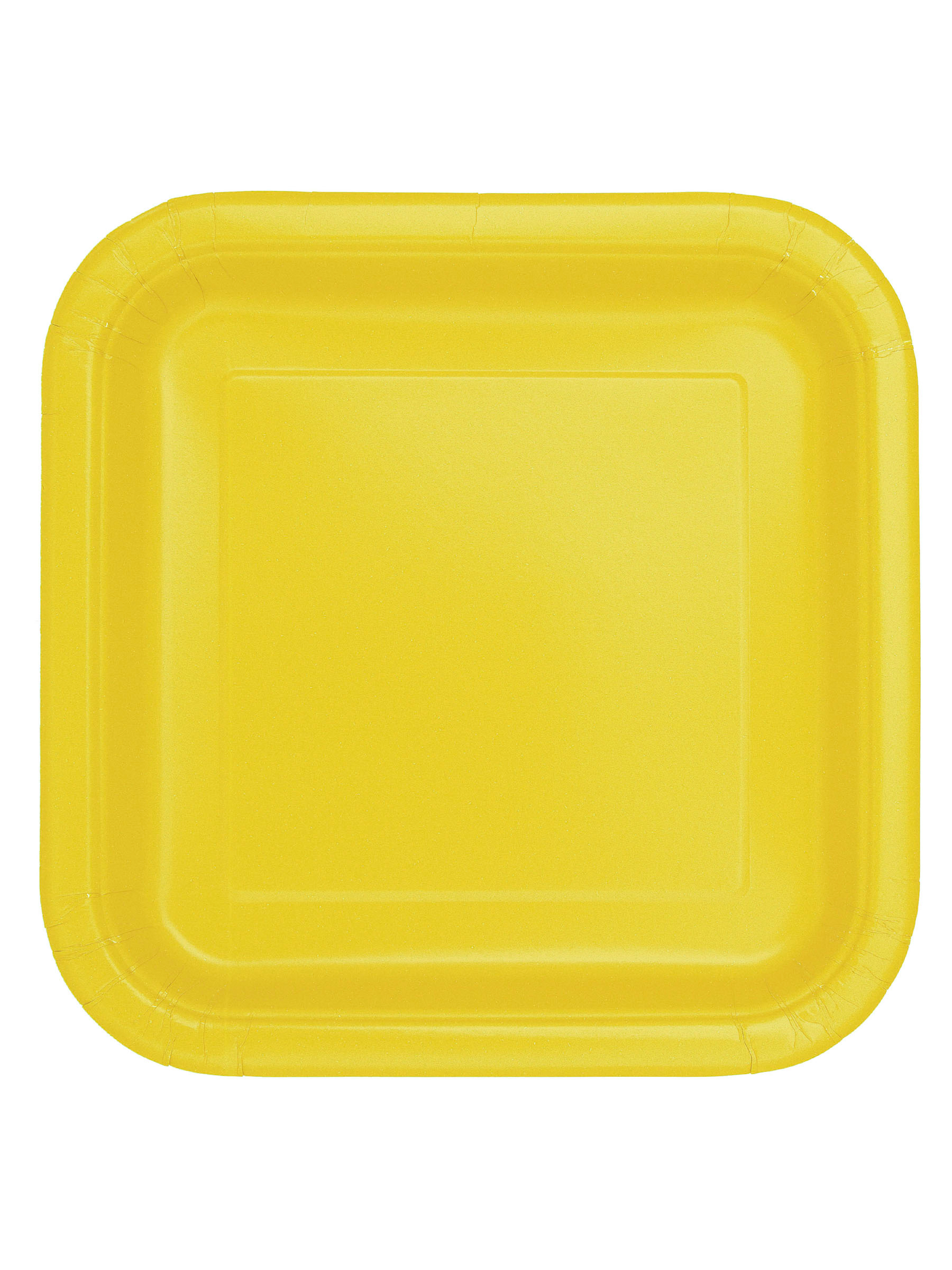 14 Pappteller Quadratisch Neon Gelb 22 cm