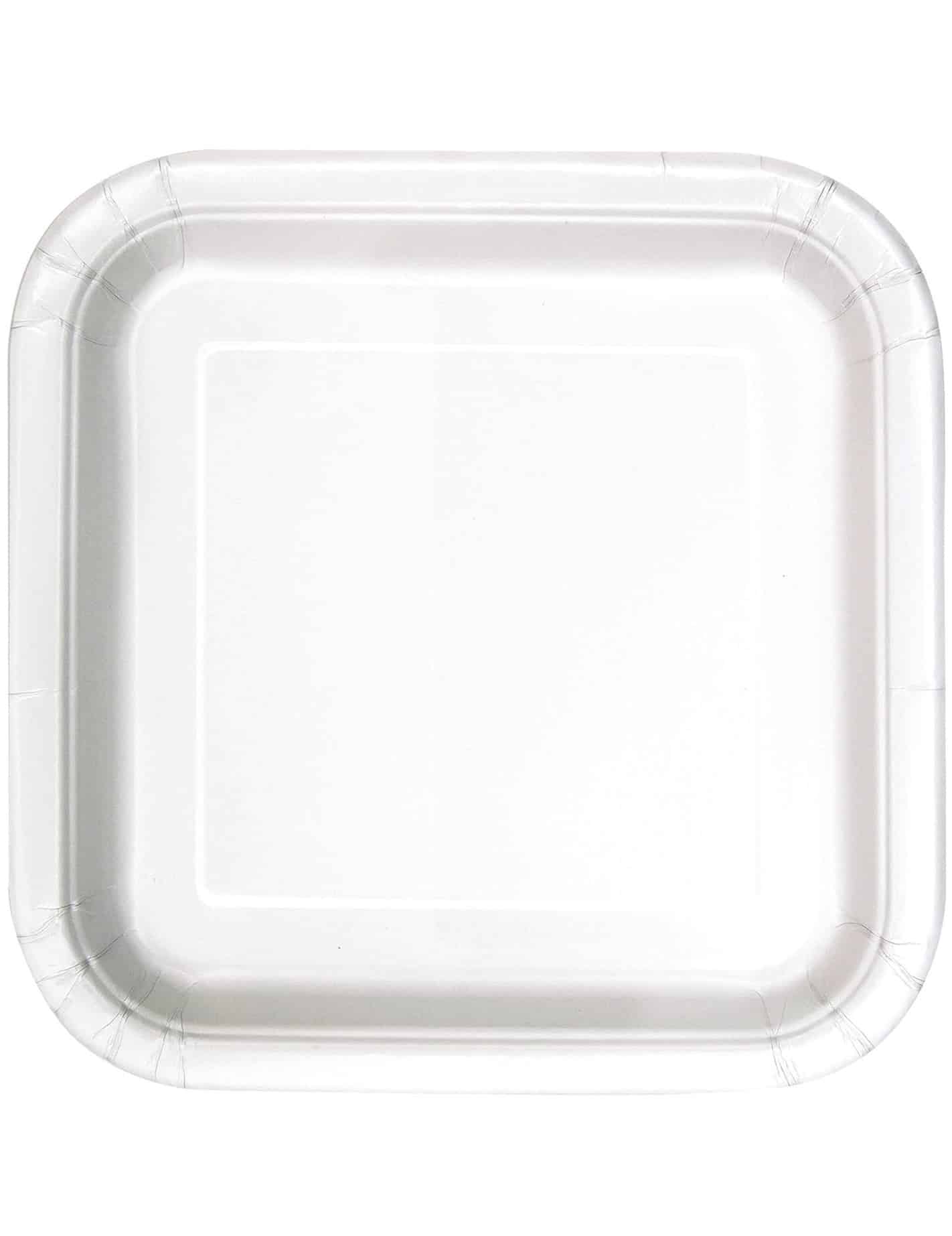 14 Pappteller quadratisch Weiß 23 cm