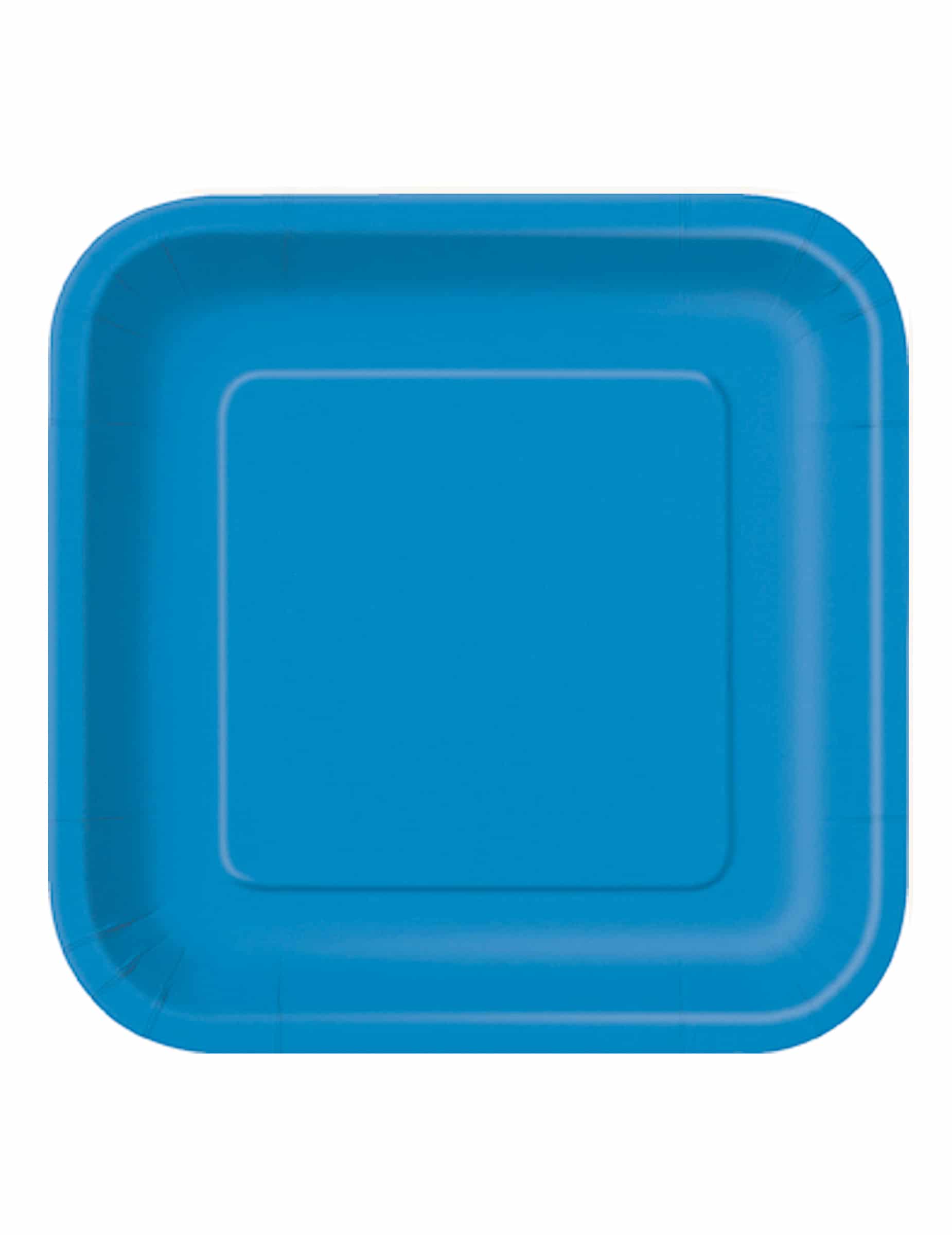 14 große quadratische Pappteller blau 22