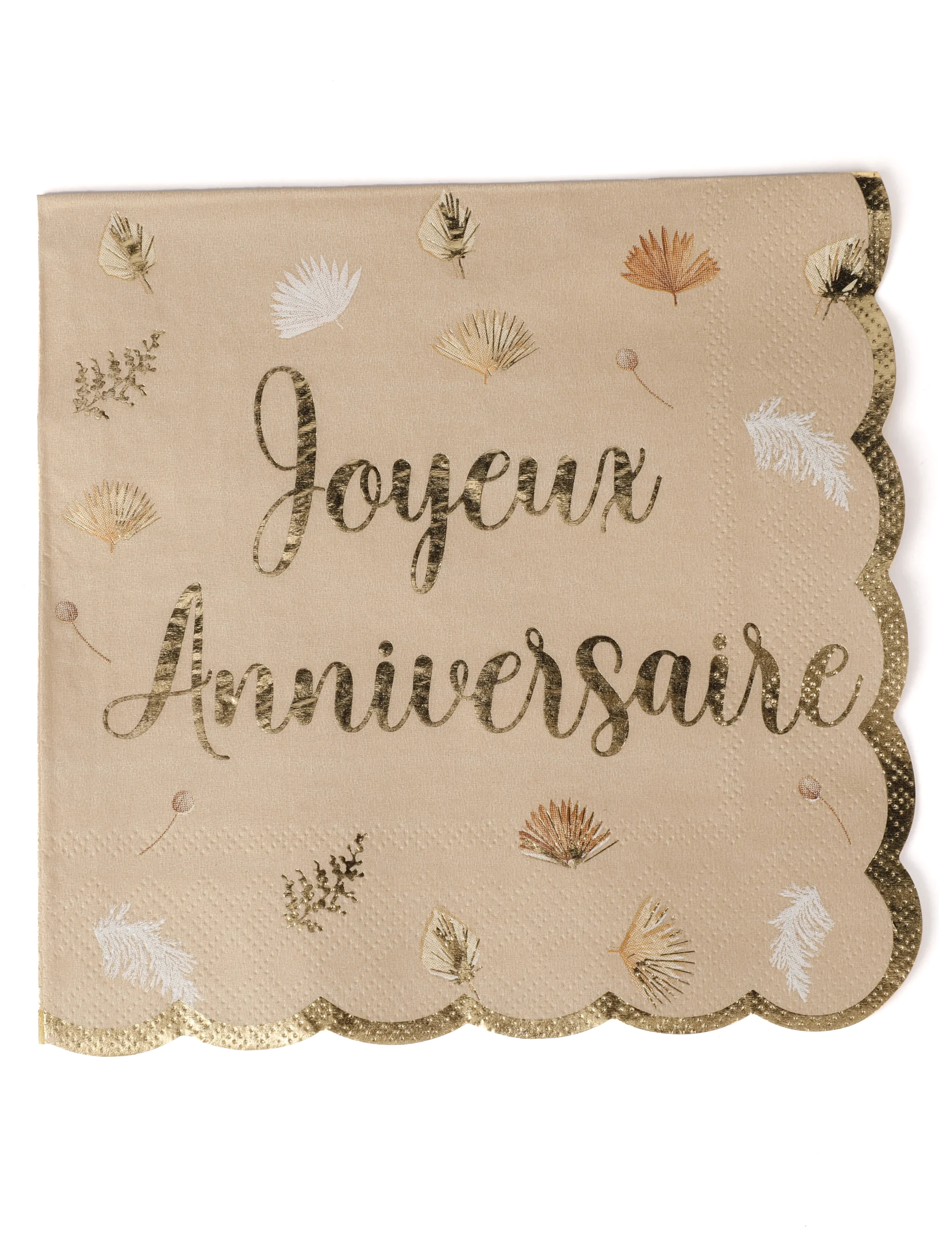 16 Boho-Blush Papierservietten mit Wellenrand Alles Gute zum Geburtstag 33x33cm