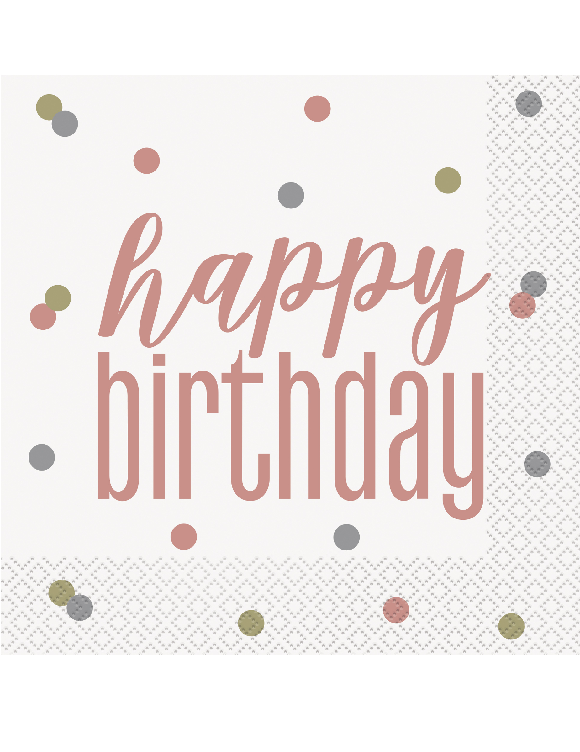 16 Papierservietten Happy Birthday roségold 33 x 33cm