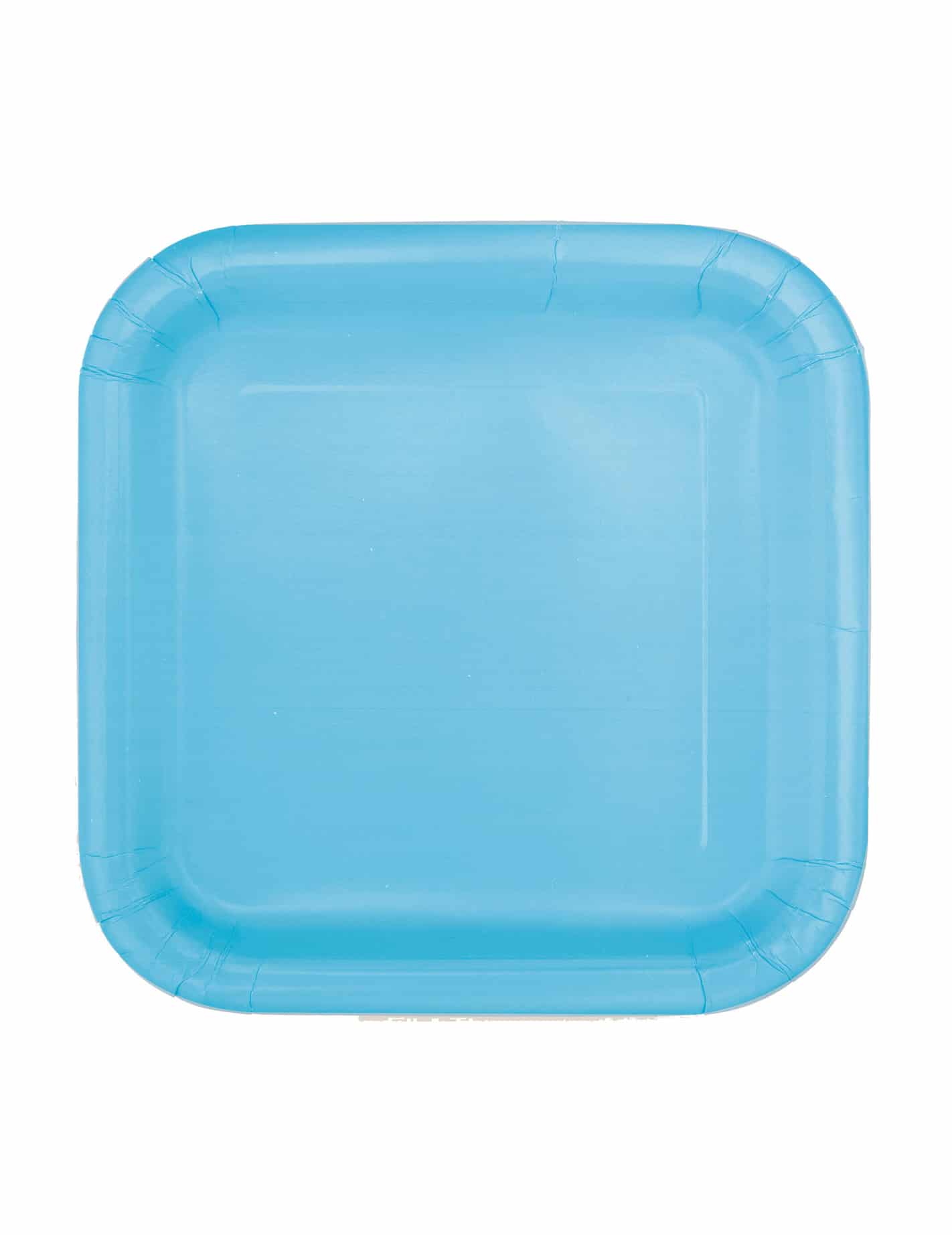 16 Pappteller quadratisch pastellblau klein
