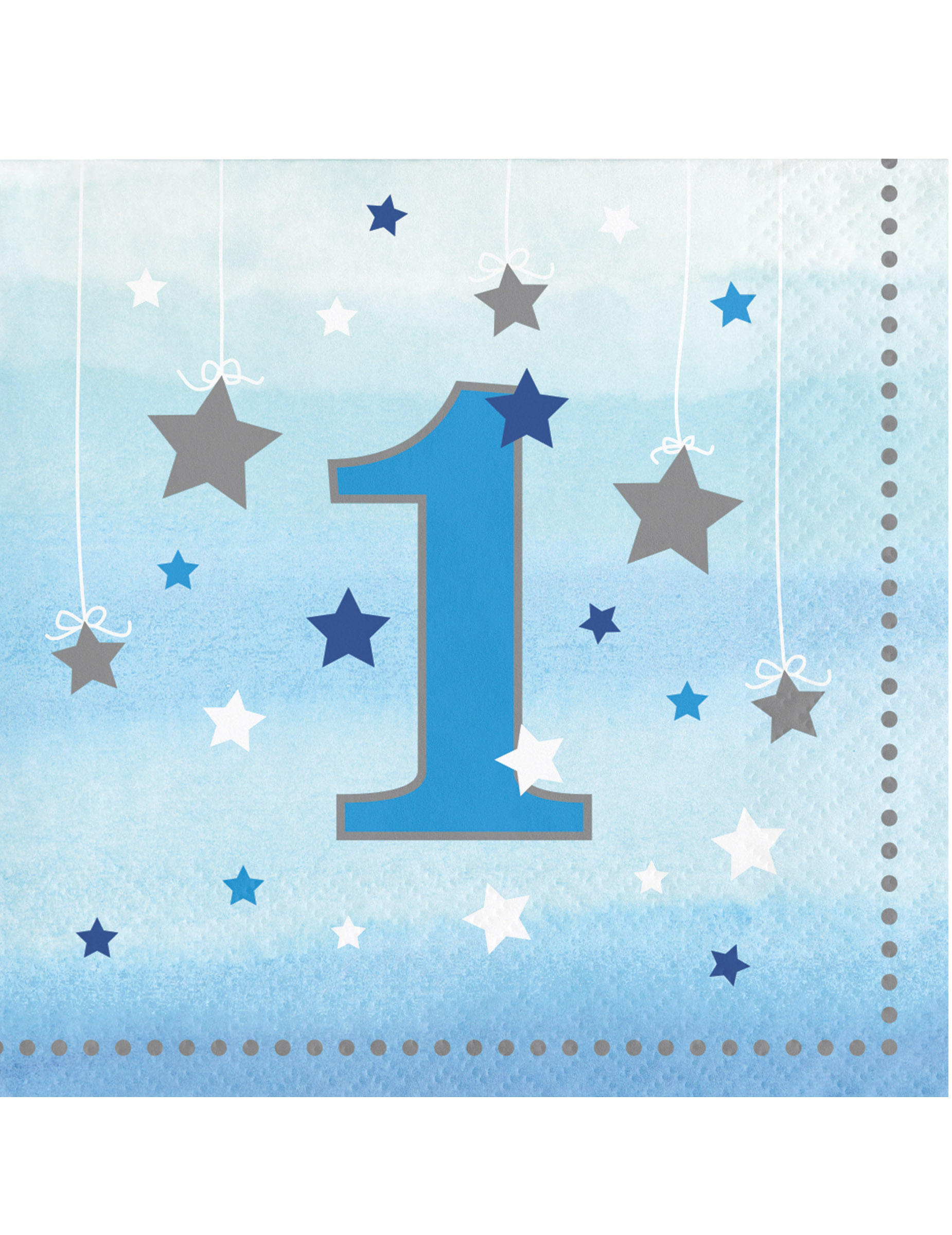 16 Servietten 1. Geburtstag Jungen blau mit Sternen 25 x 25 cm