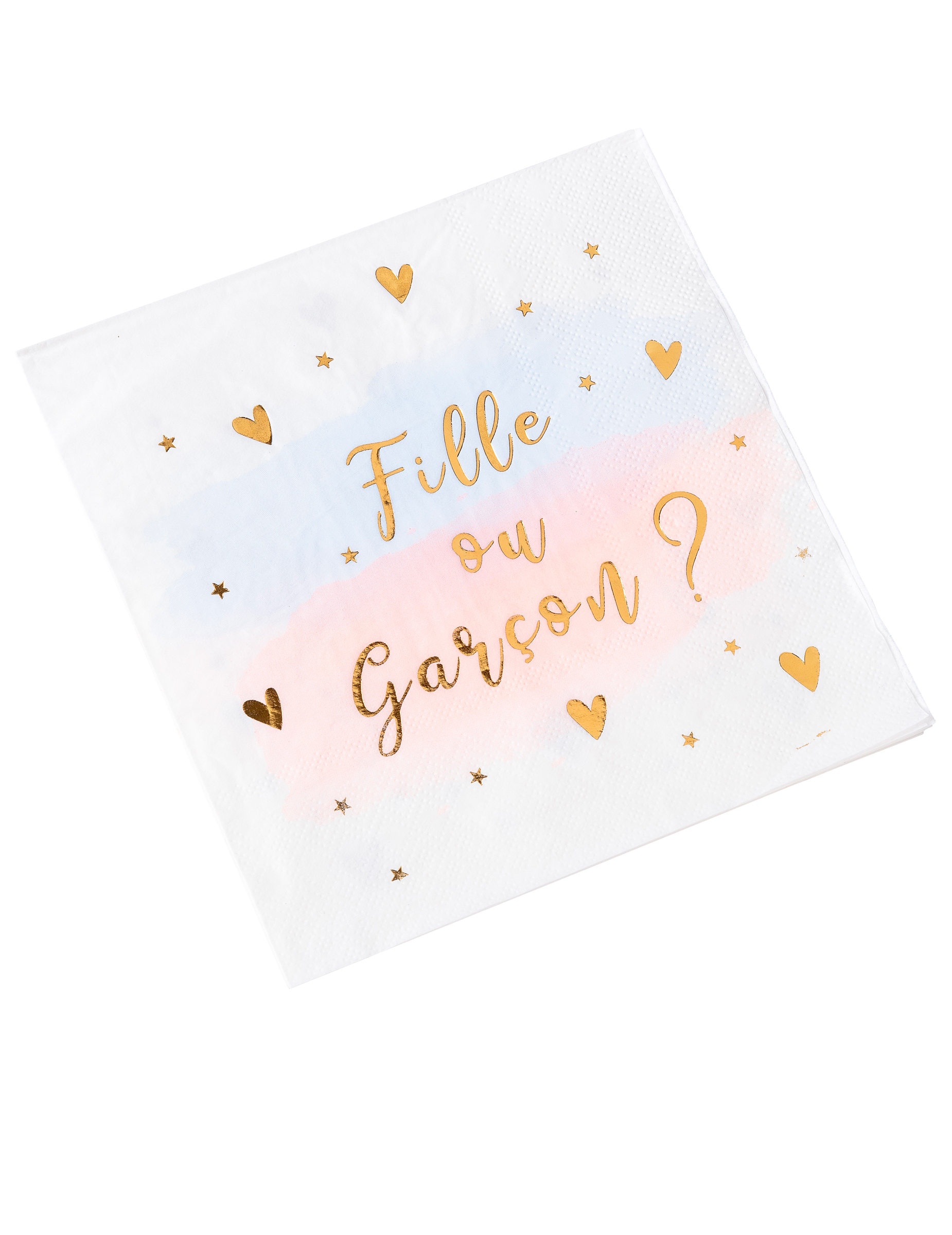 16 Servietten Boy or Girl rosa blau gold 33x33 cm