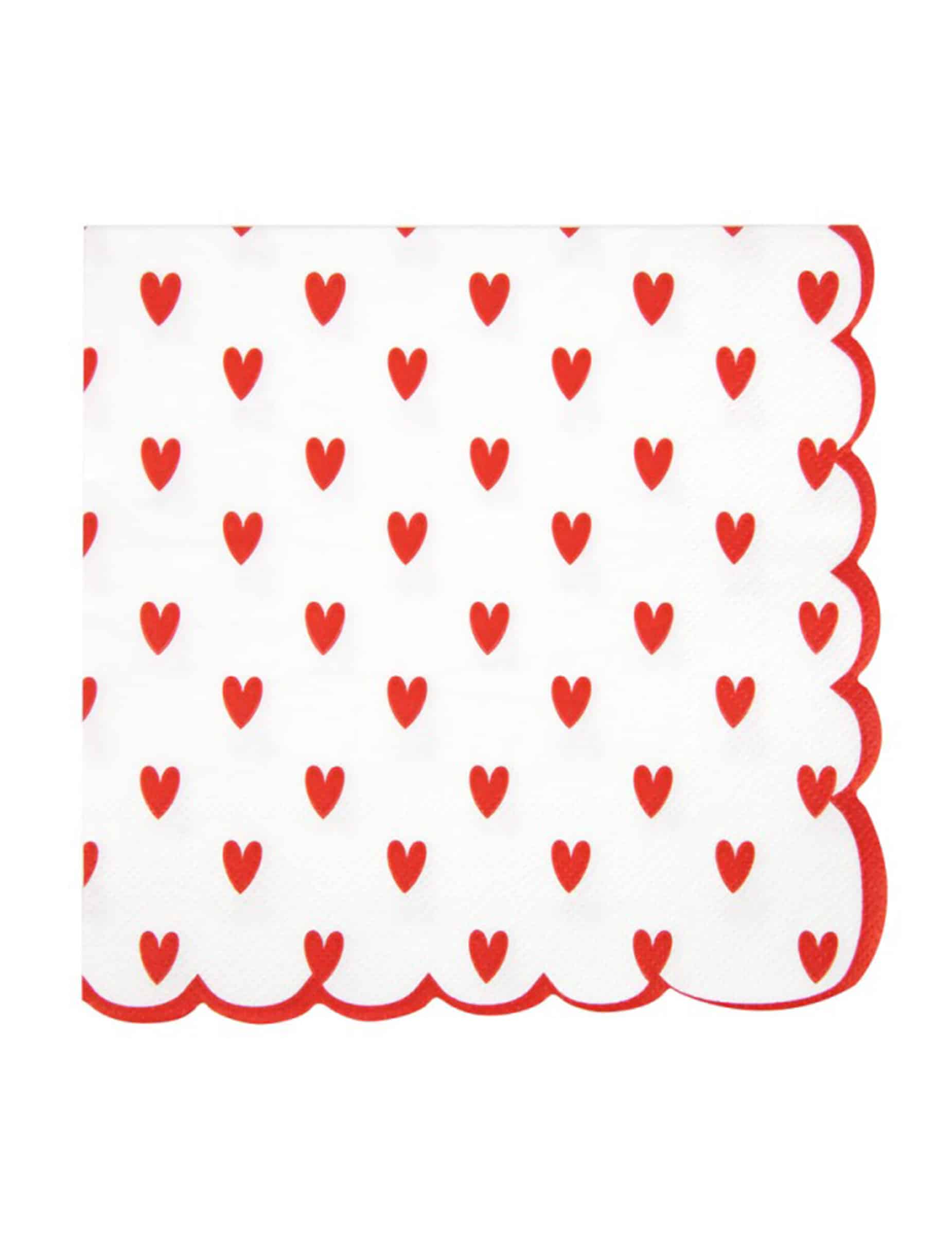 16 Servietten Herzen Rot gewellt 33 x 33 cm