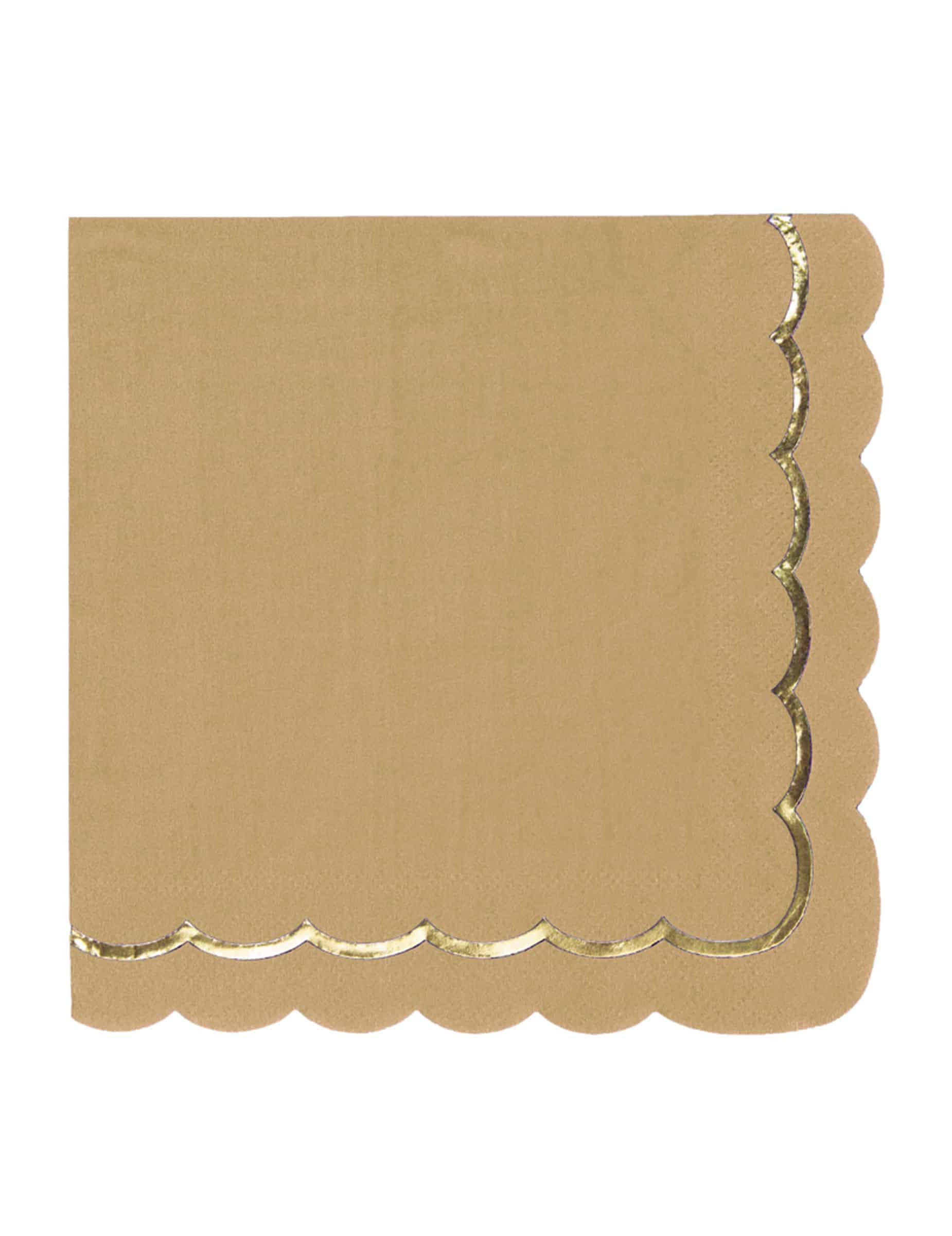 16 Servietten Kraft Gold Gewellt 33x33cm