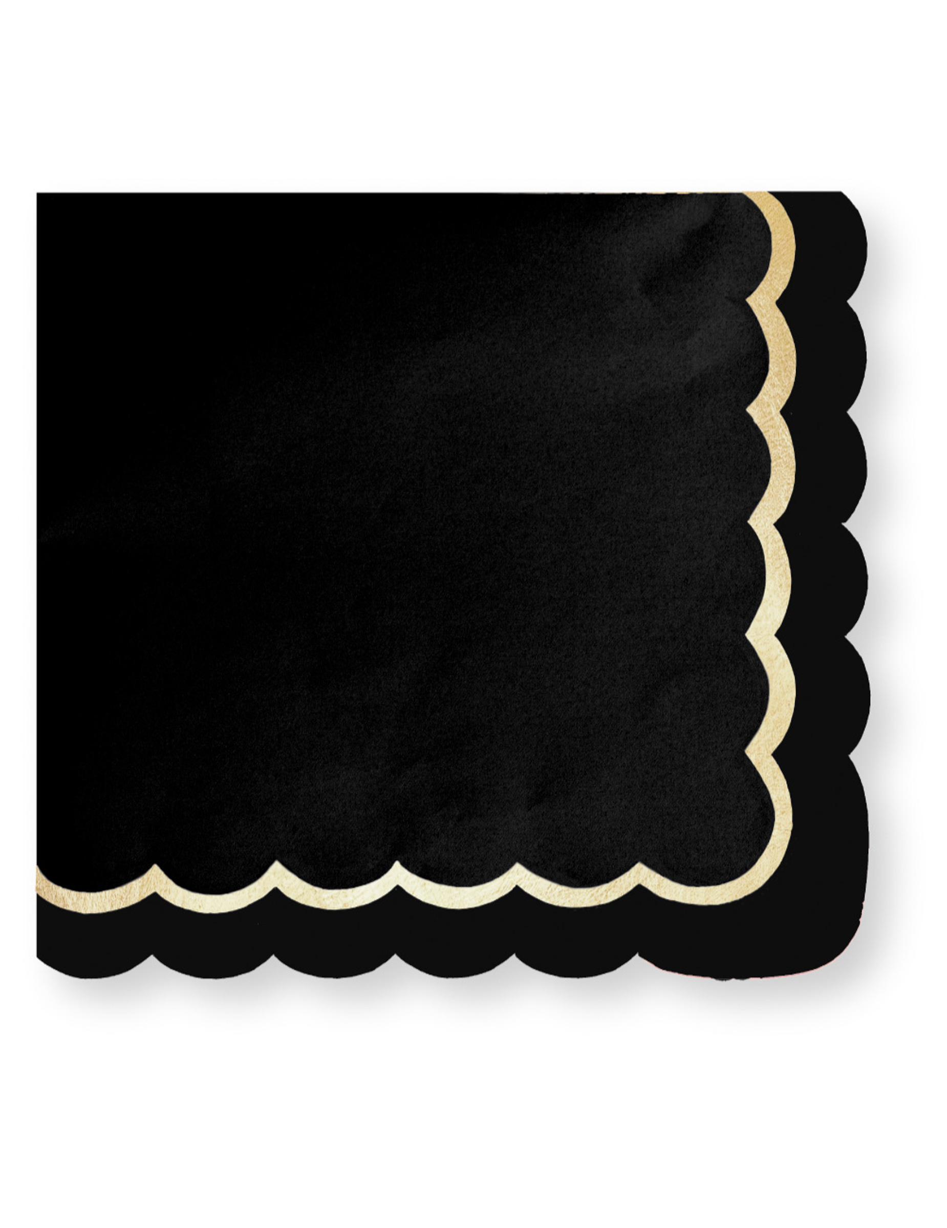 16 Servietten Schwarz Gold Gewellt 33 x 33 cm