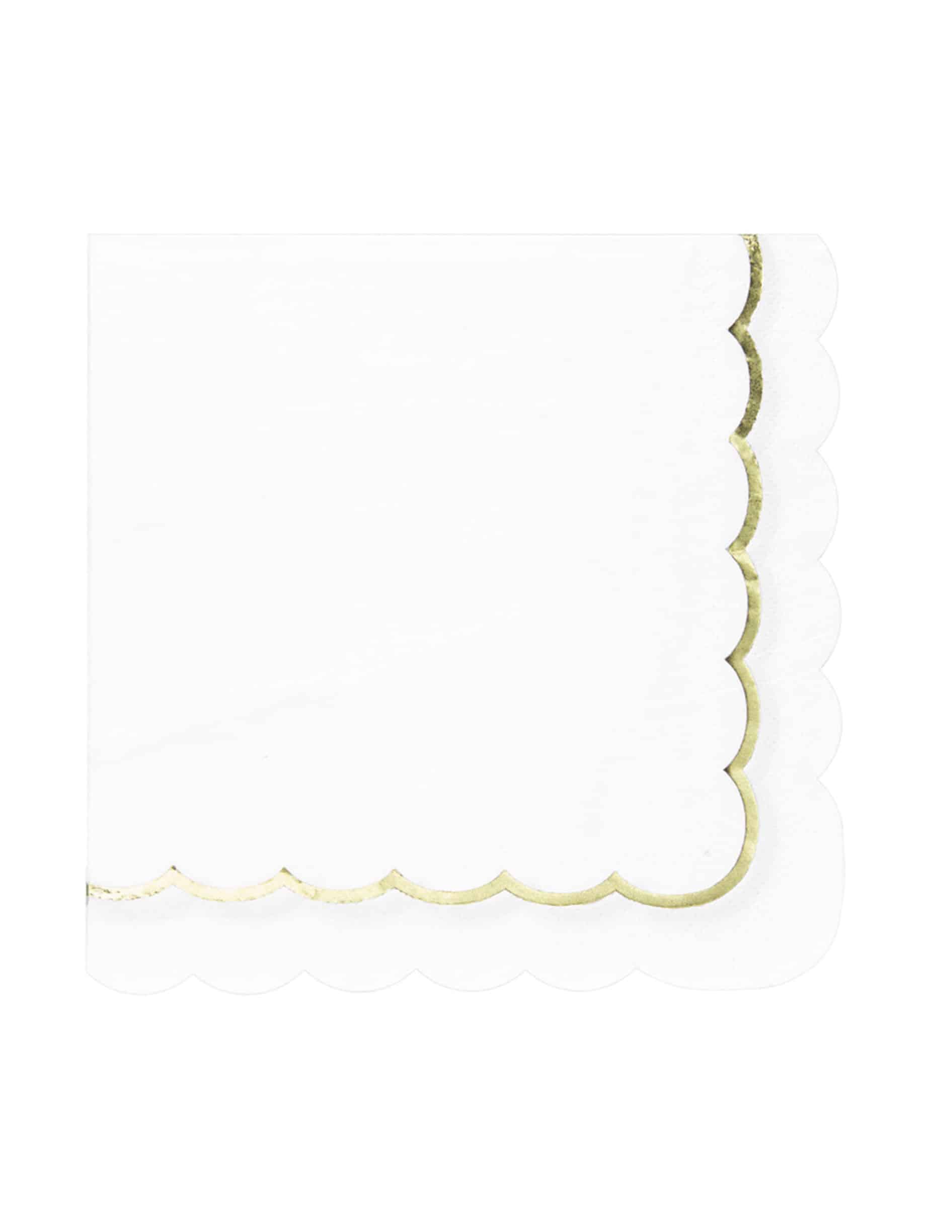 16 Servietten Weiß Gold Gewellt 33x33cm