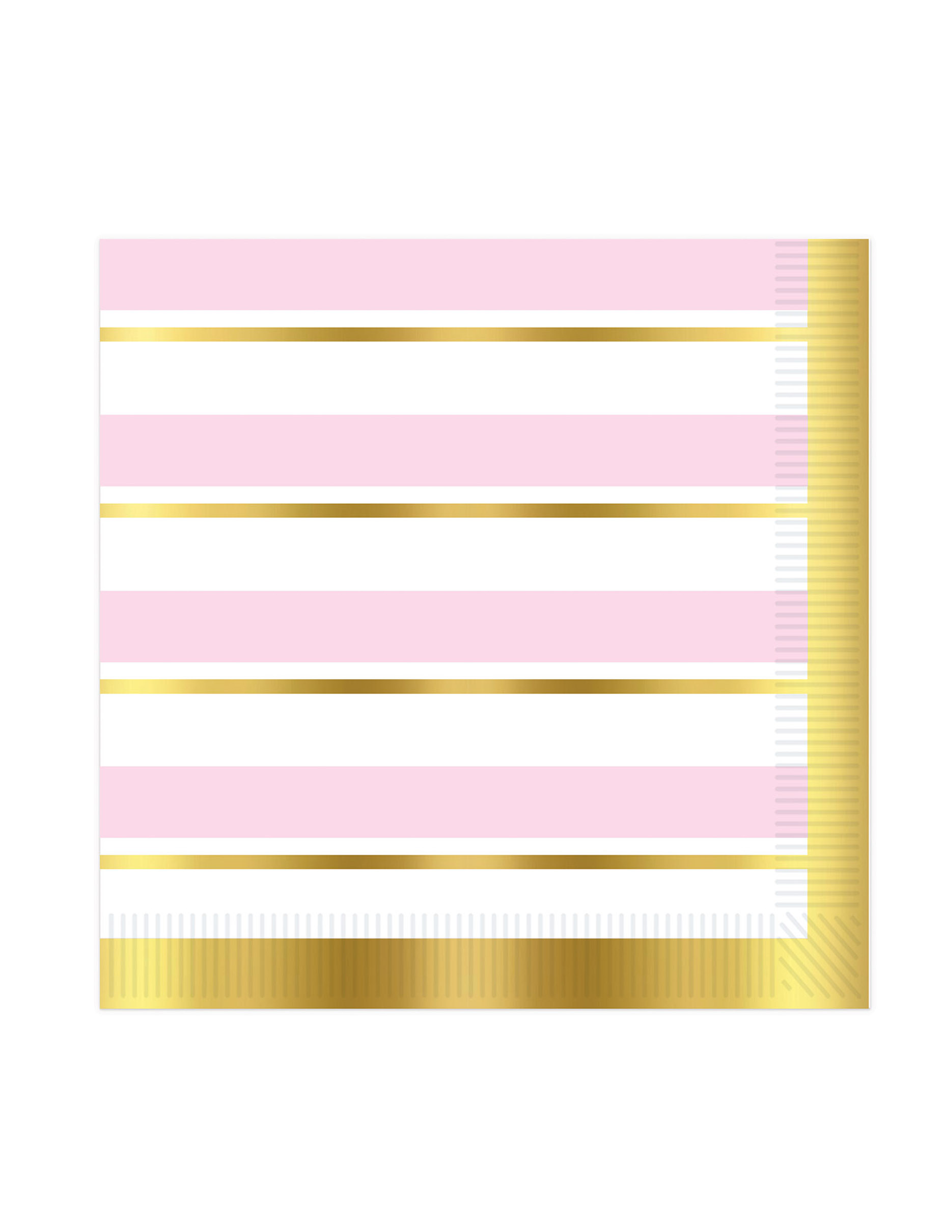 16 Servietten aus Papier Pink Weiß Gestreift 33 x 33 cm Gold