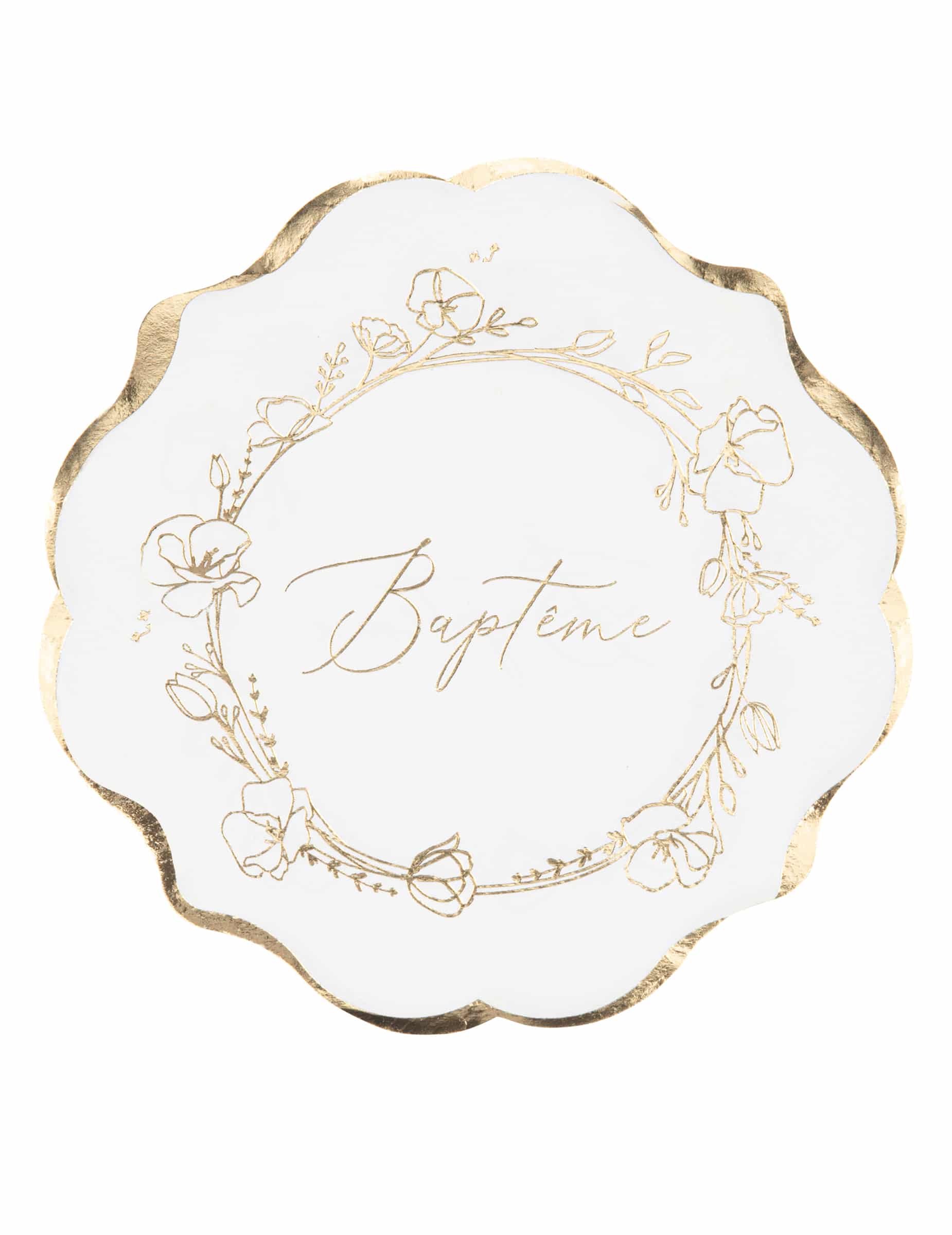 16 Taufe Papierservietten 33 x 33 cm goldene Blumen
