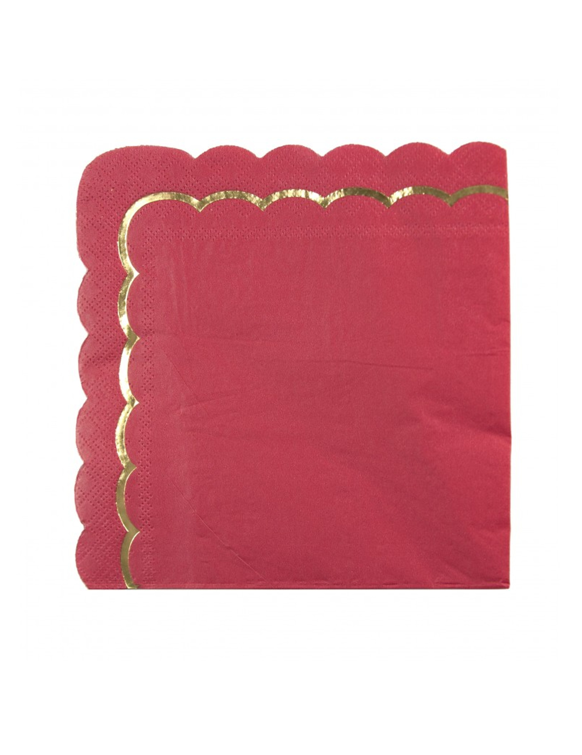 16 elegante Weihnachtsservietten Rot-Gold gewellt 33x33cm