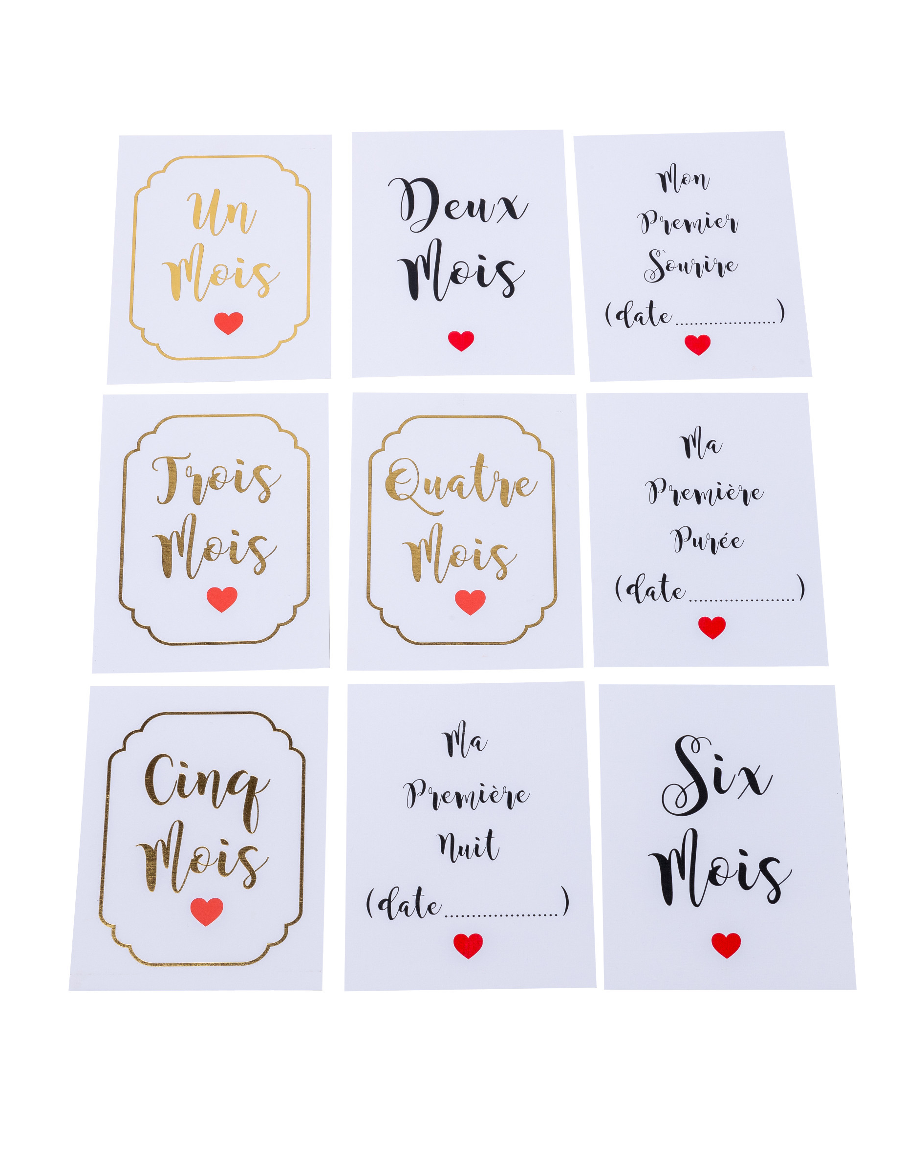 18 Meilensteinkarten erstes Jahr Gold 14 x 19 cm für Babys