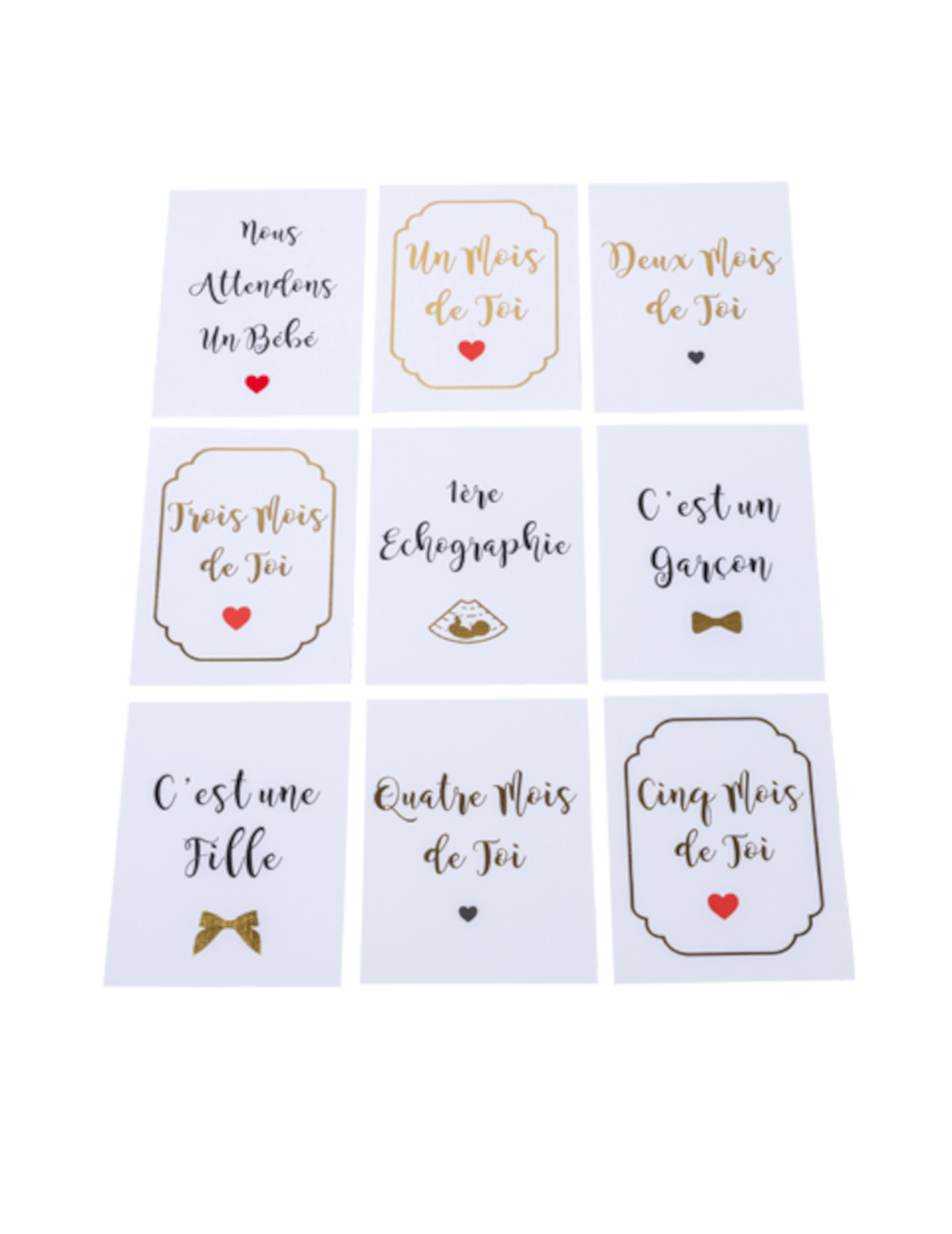 18 goldene Schwangerschaft Meilensteinkarten 14x19cm Babyparty