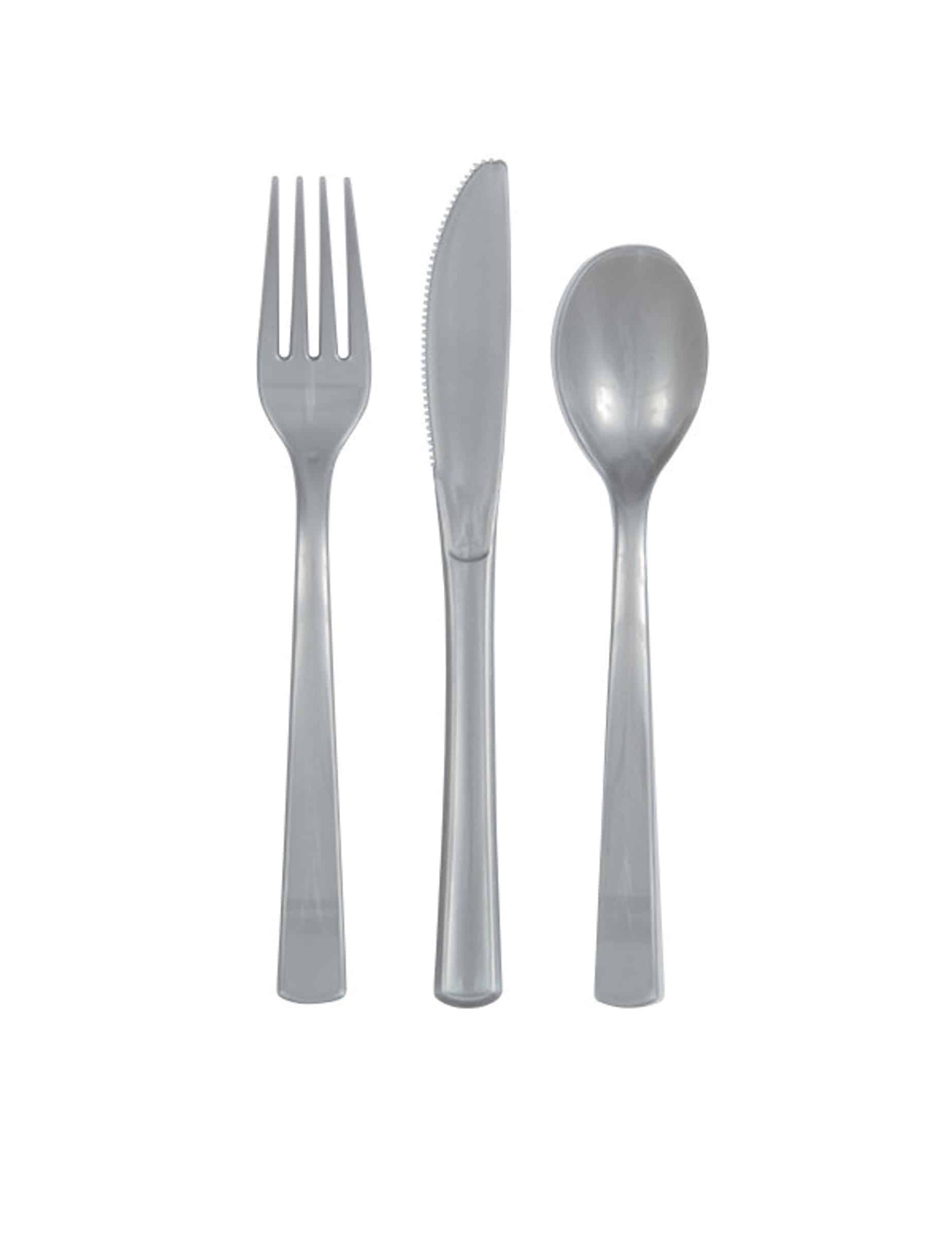 18-teiliges Plastikbesteck Silber