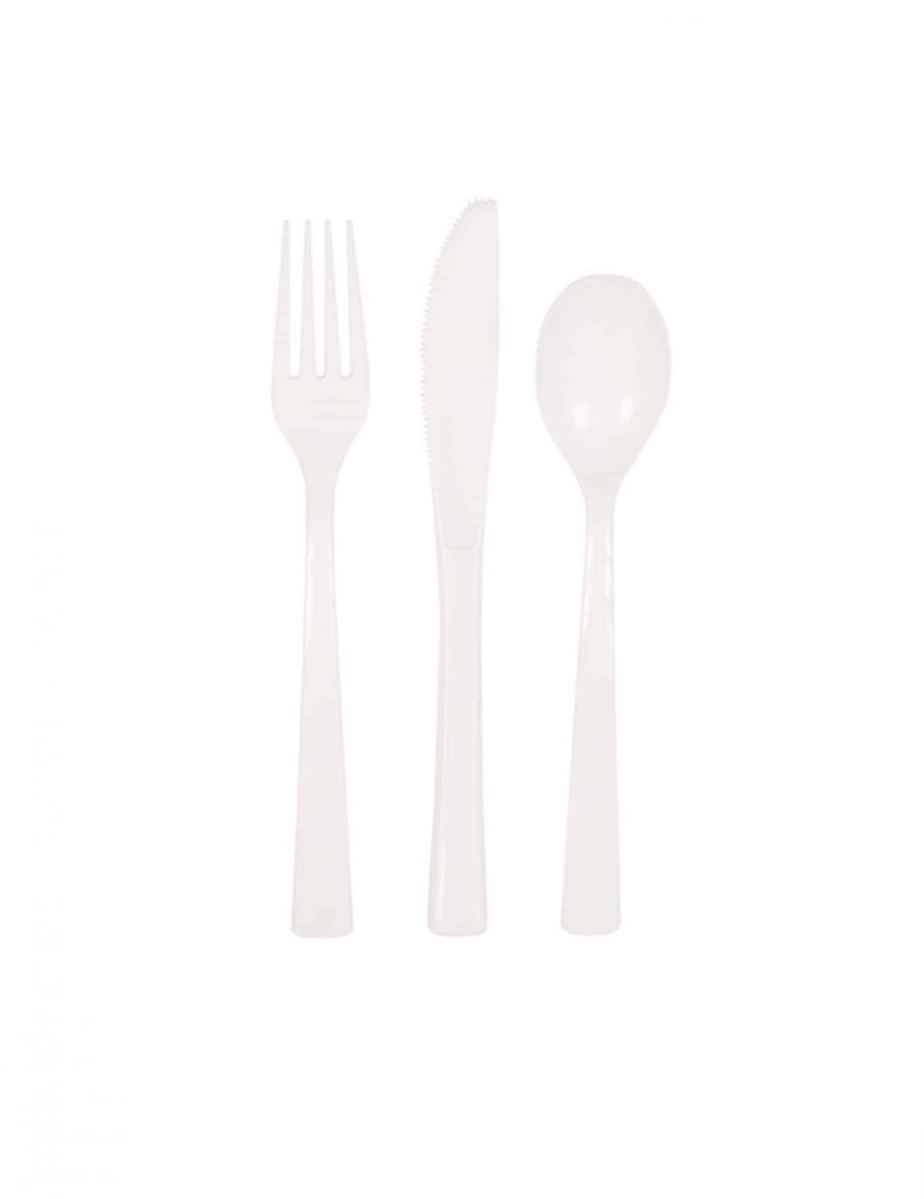 18-teiliges Set Plastikbesteck Weiß